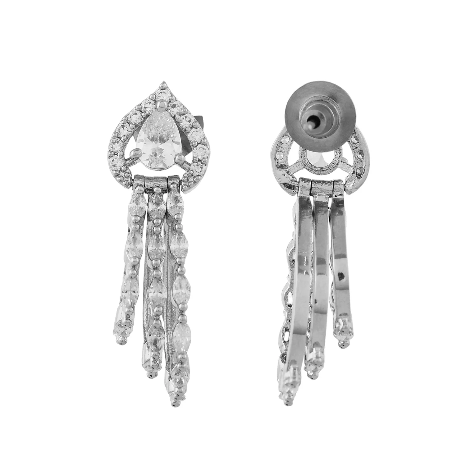 Sparkling Elegance Teardrop Silver American Diamonds Earrings - Image 5