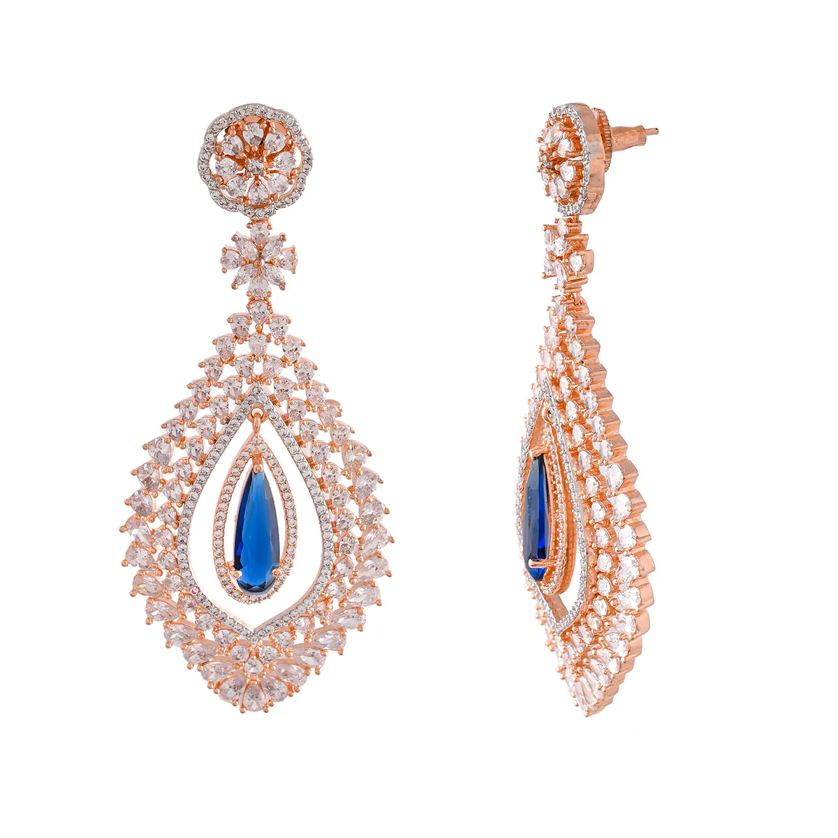 Sparkling Elegance Teardrop Zirconia Embellished Dangler Earrings - Image 4