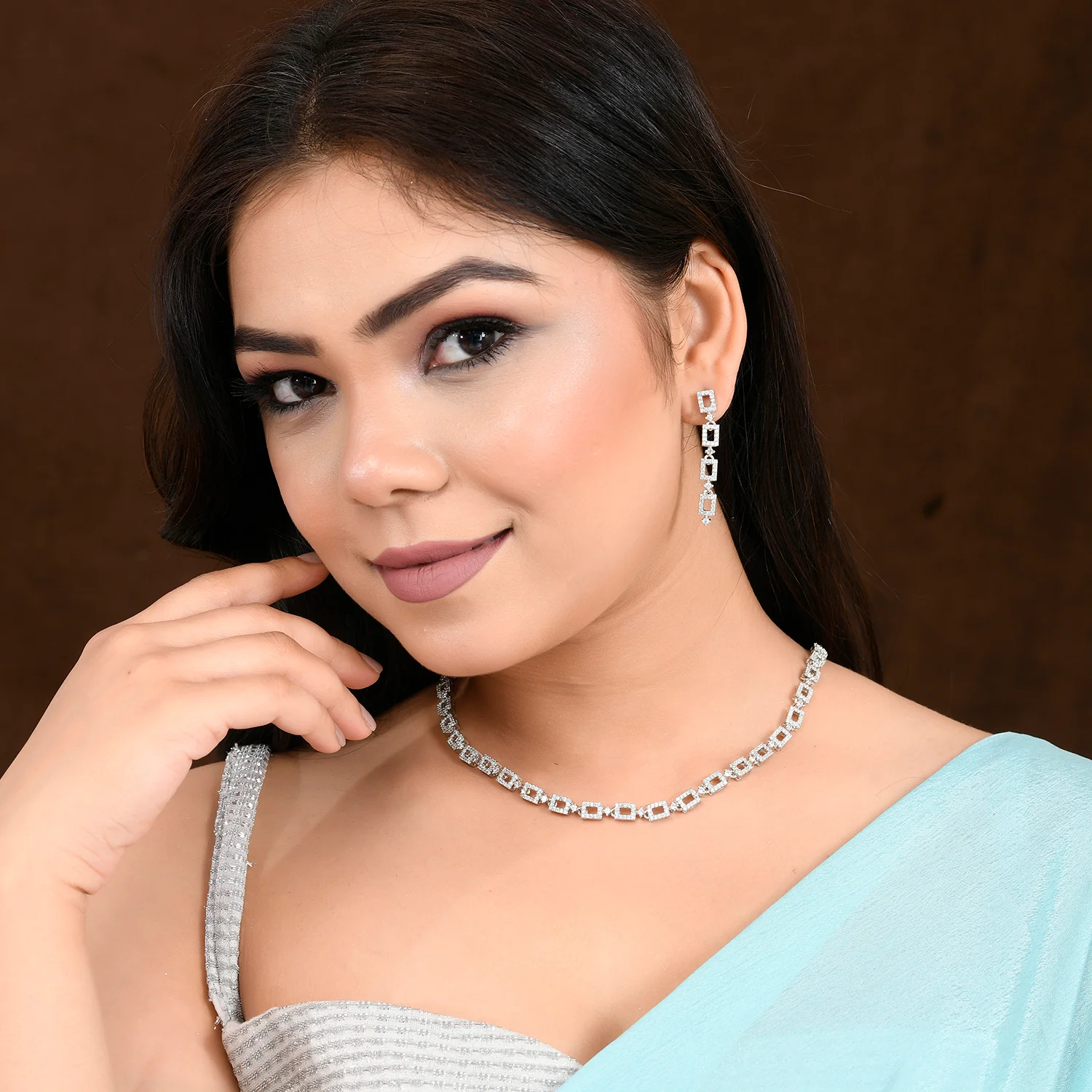 Sparkling Elegance Timeless American Diamond Necklace Set - Image 2
