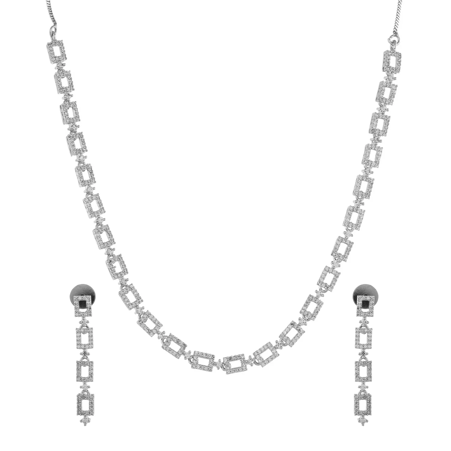 Sparkling Elegance Timeless American Diamond Necklace Set - Image 3