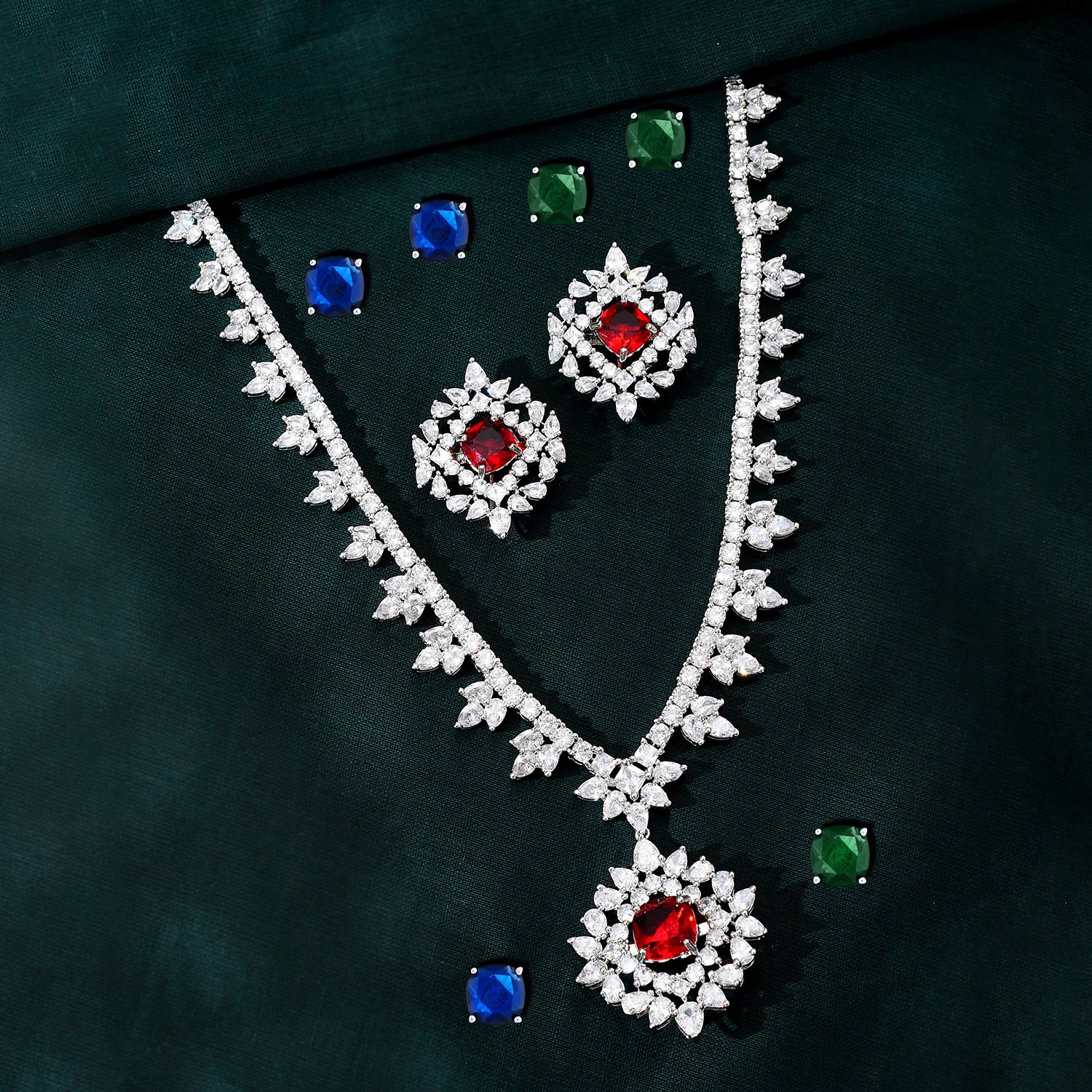 Sparkling Elegance Timeless Interchangeable American Diamond Necklace Set