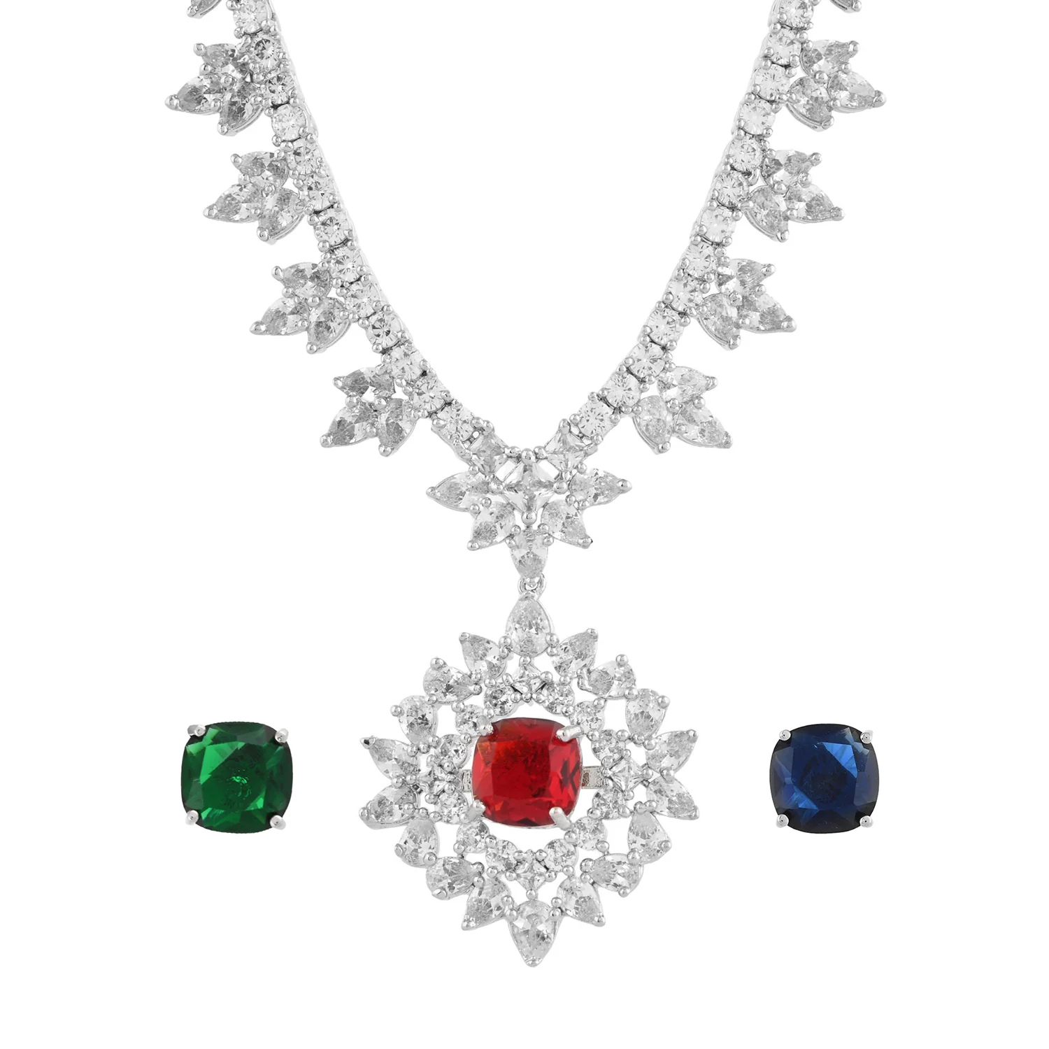 Sparkling Elegance Timeless Interchangeable American Diamond Necklace Set - Image 6