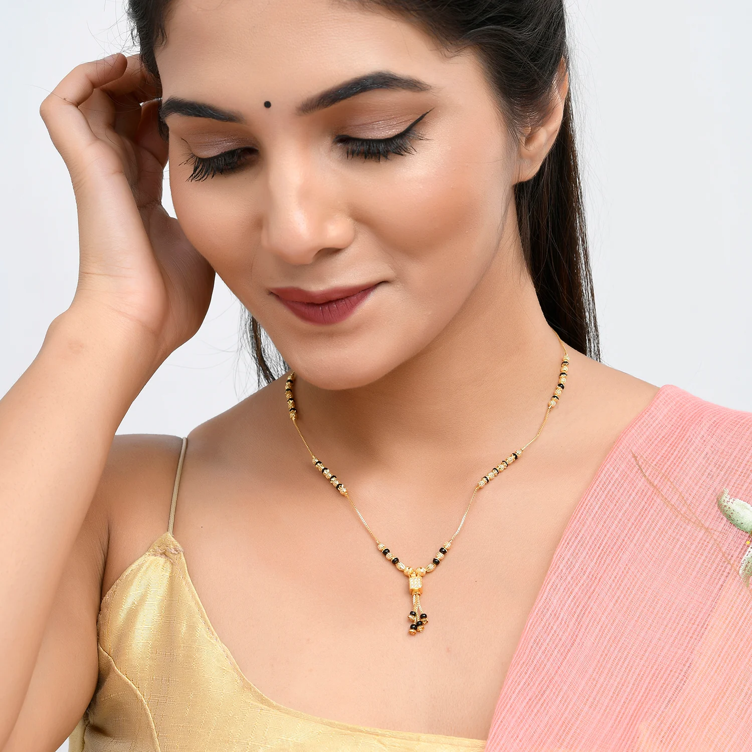 Sparkling Elegance Traditional Beaded Cz Mangalsutra - Image 2