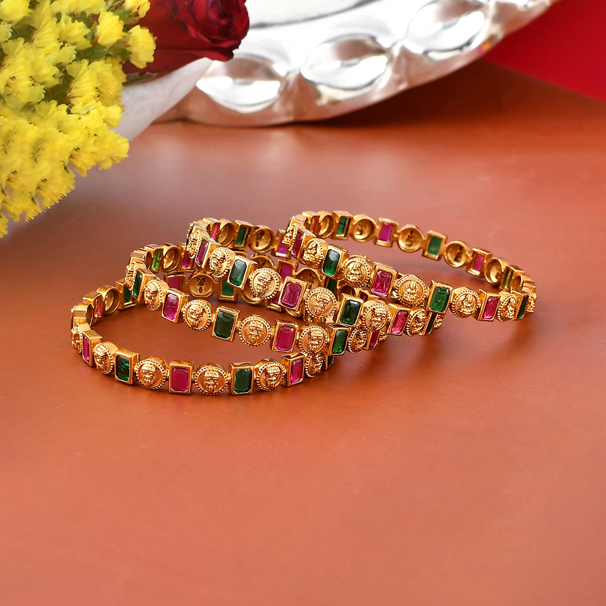 Sparkling Elegance Traditional Gold Plated Design Bangles
