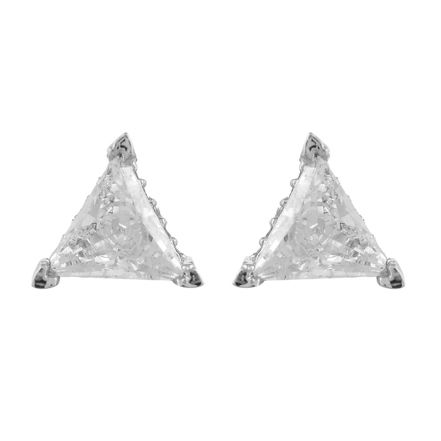 Sparkling Elegance Triangle Cut Cz Stud Earrings - Image 4