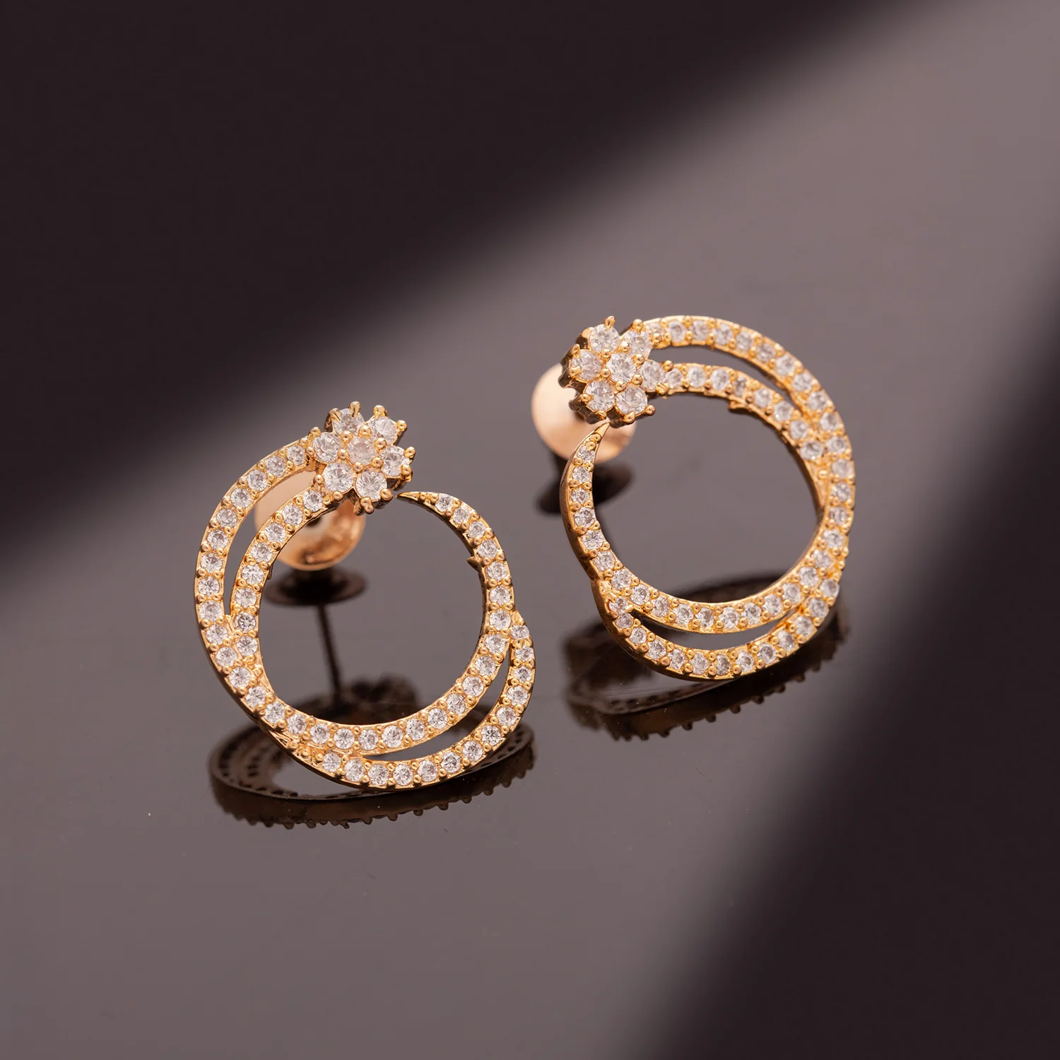 Sparkling Elegance Twilight Bloom American Diamond Earrings