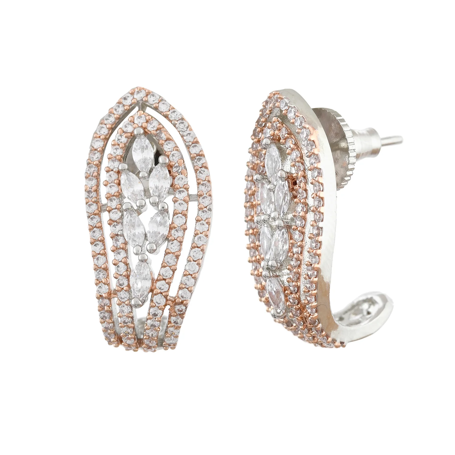 Sparkling Elegance Twilight Dual Tone  American Diamond  Earrings - Image 3