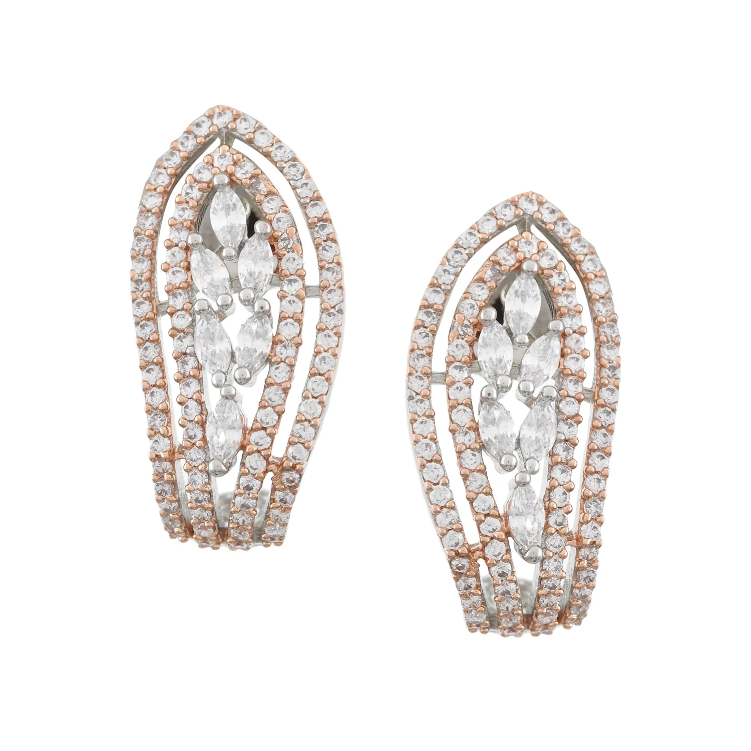 Sparkling Elegance Twilight Dual Tone  American Diamond  Earrings - Image 4