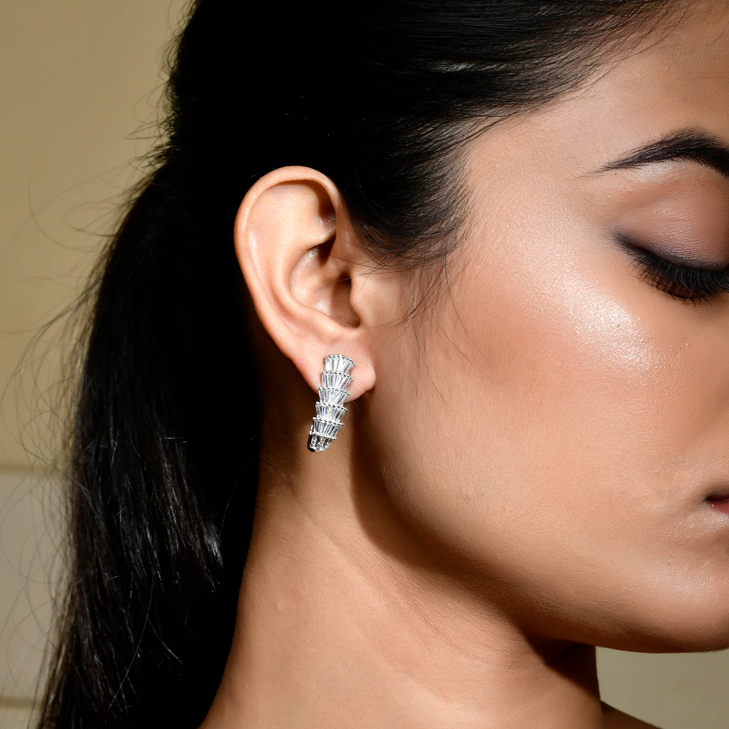 Sparkling Elegance Twinkle Cascade American Diamond Earrings - Image 2