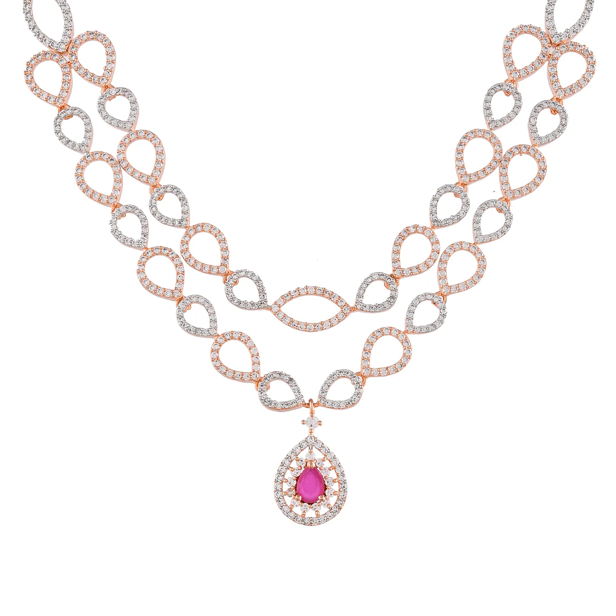 Sparkling Elegance Two Tone Plated CZ Jewellery Set - Image 5