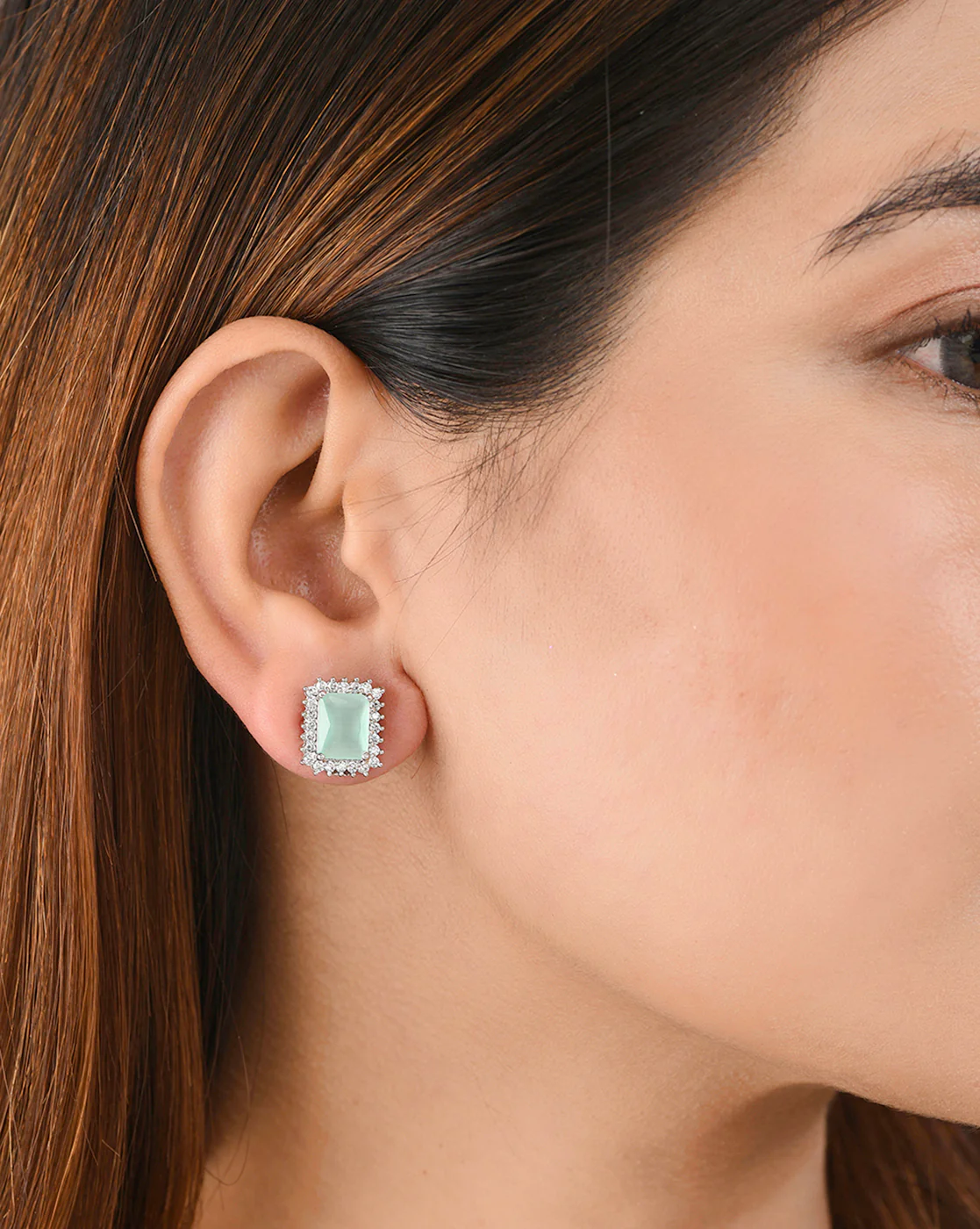 Sparkling Elegance Victorian Inspired Large Emerald Cut CZ Brass Silver Plated Earrings - Image 2
