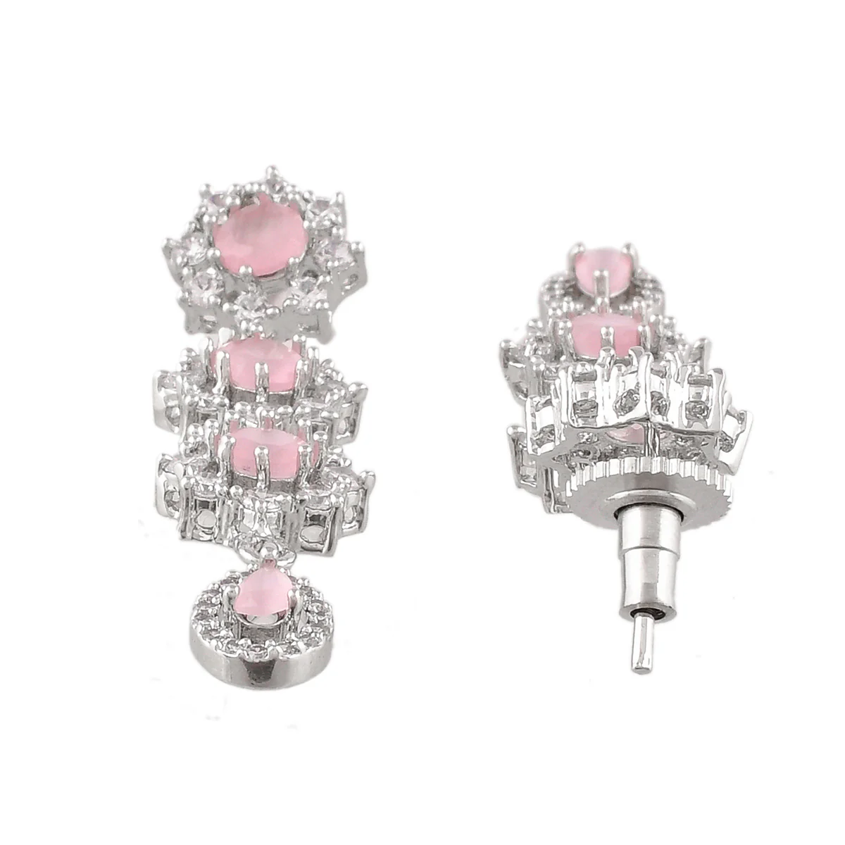 Sparkling Elegance Victorian Inspired Pink and White CZ Jewellery Set - Image 6