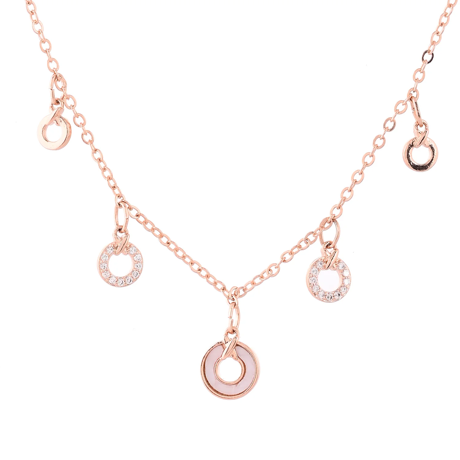 Sparkling Elegance Whimsical Charm Rose Gold Necklace - Image 3