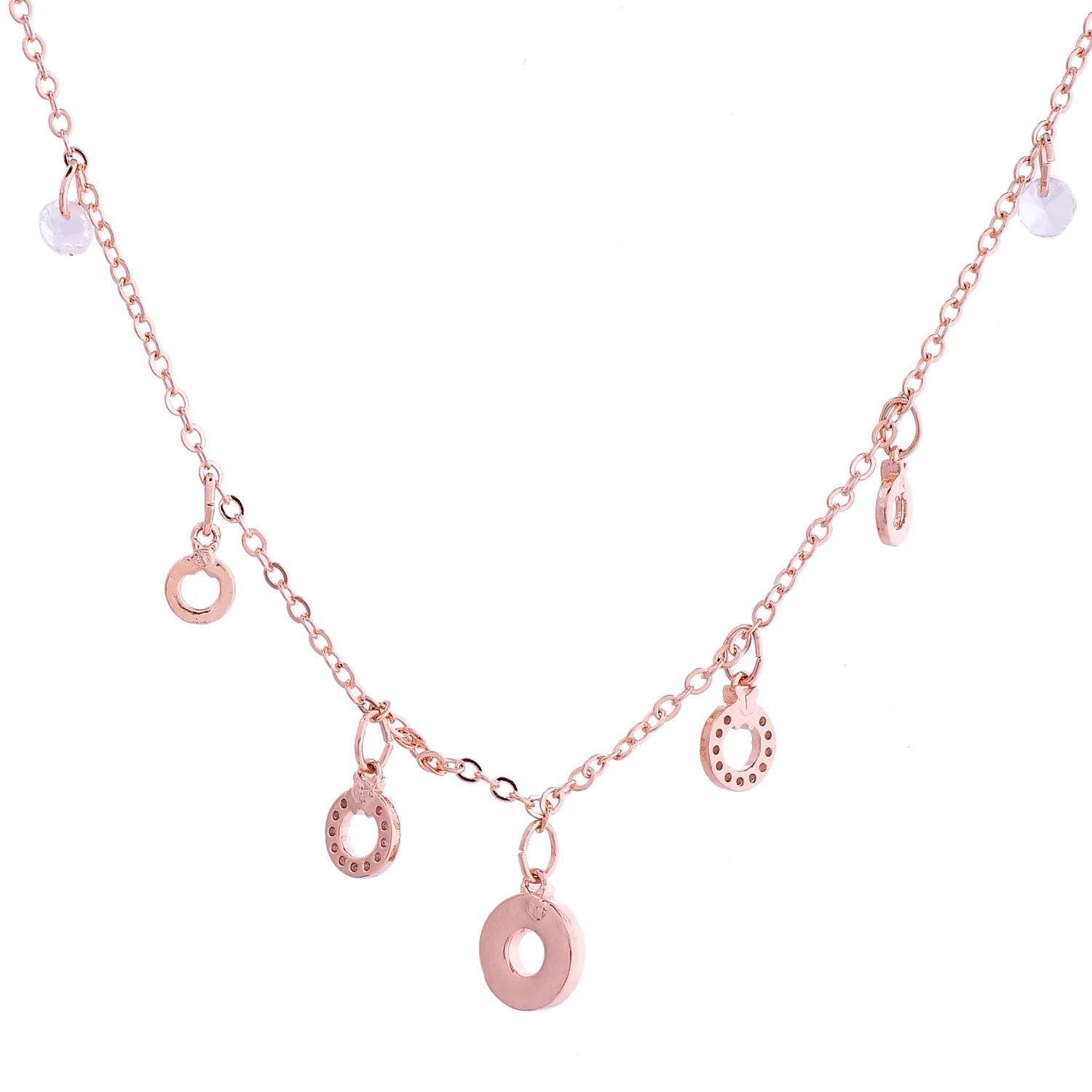 Sparkling Elegance Whimsical Charm Rose Gold Necklace - Image 4