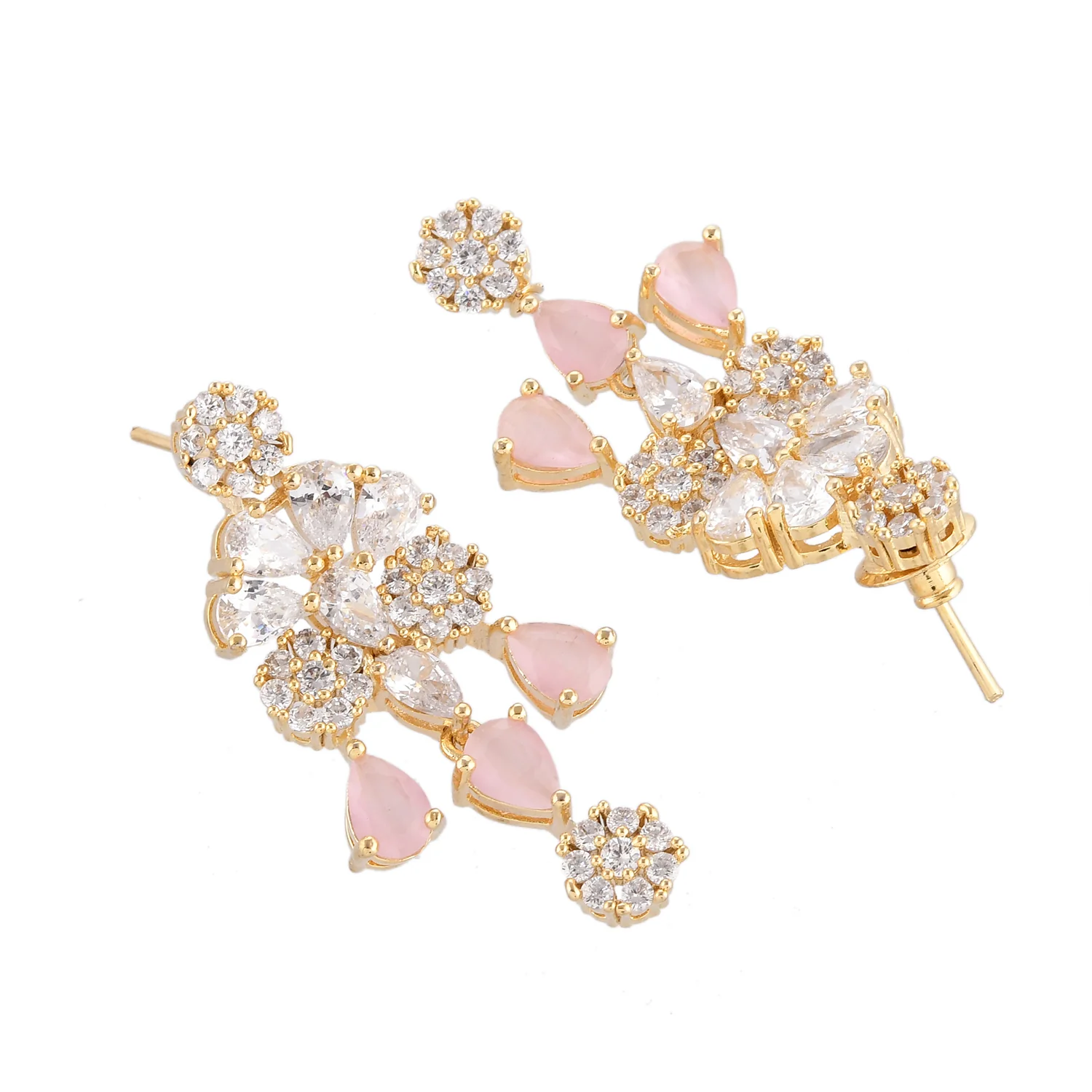 Sparkling Elegance White Cluster Setting Cz Jewellery Set - Image 4
