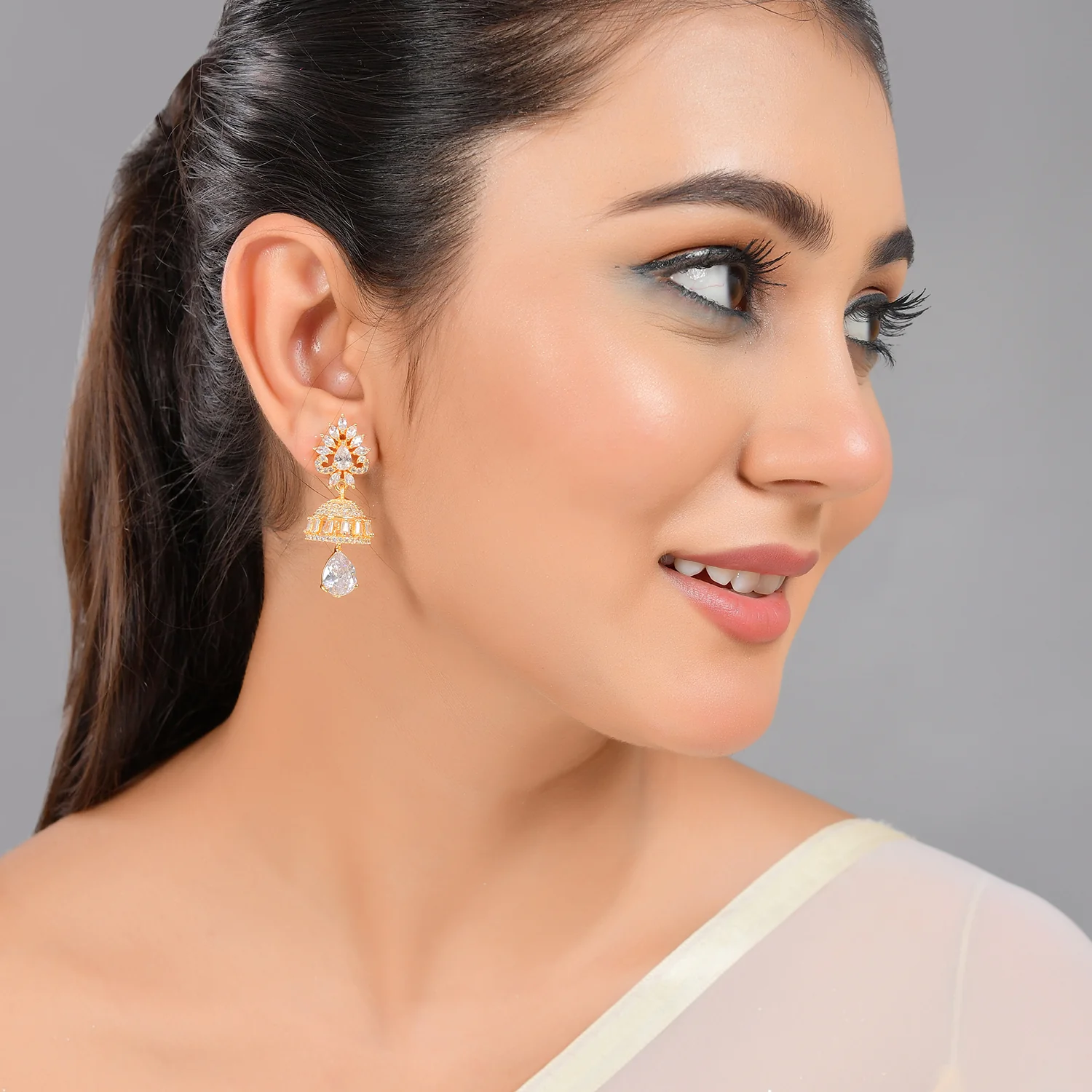 Sparkling Elegance White Cz Casual Drop Earrings - Image 2