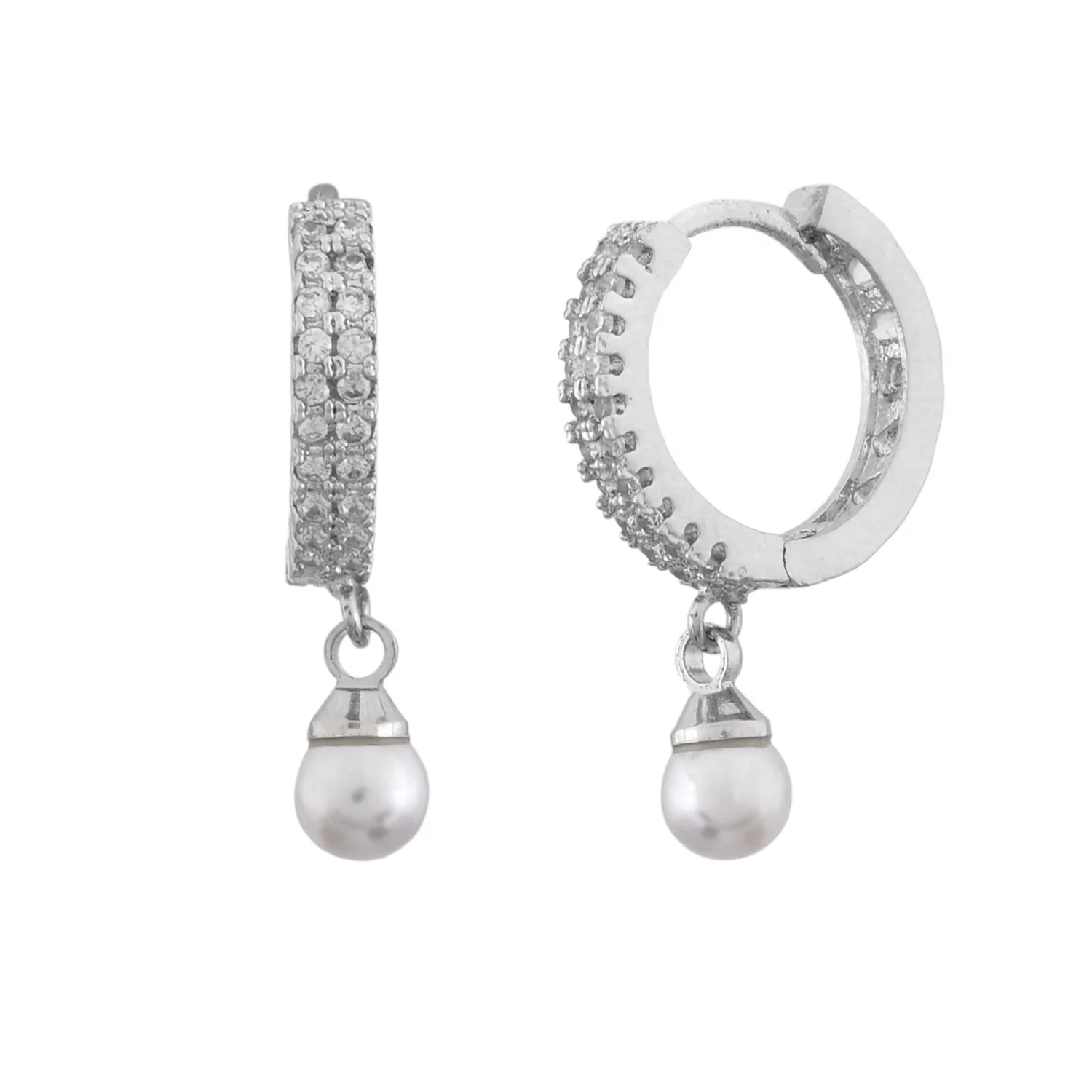 Sparkling Elegance White Pearls And Cz Casual Earrings - Image 3