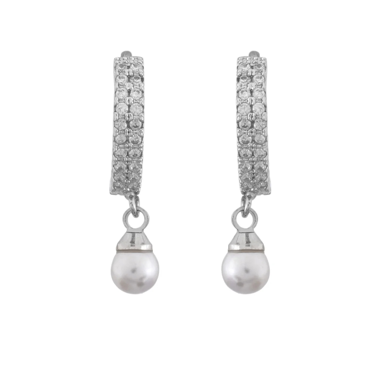 Sparkling Elegance White Pearls And Cz Casual Earrings - Image 4