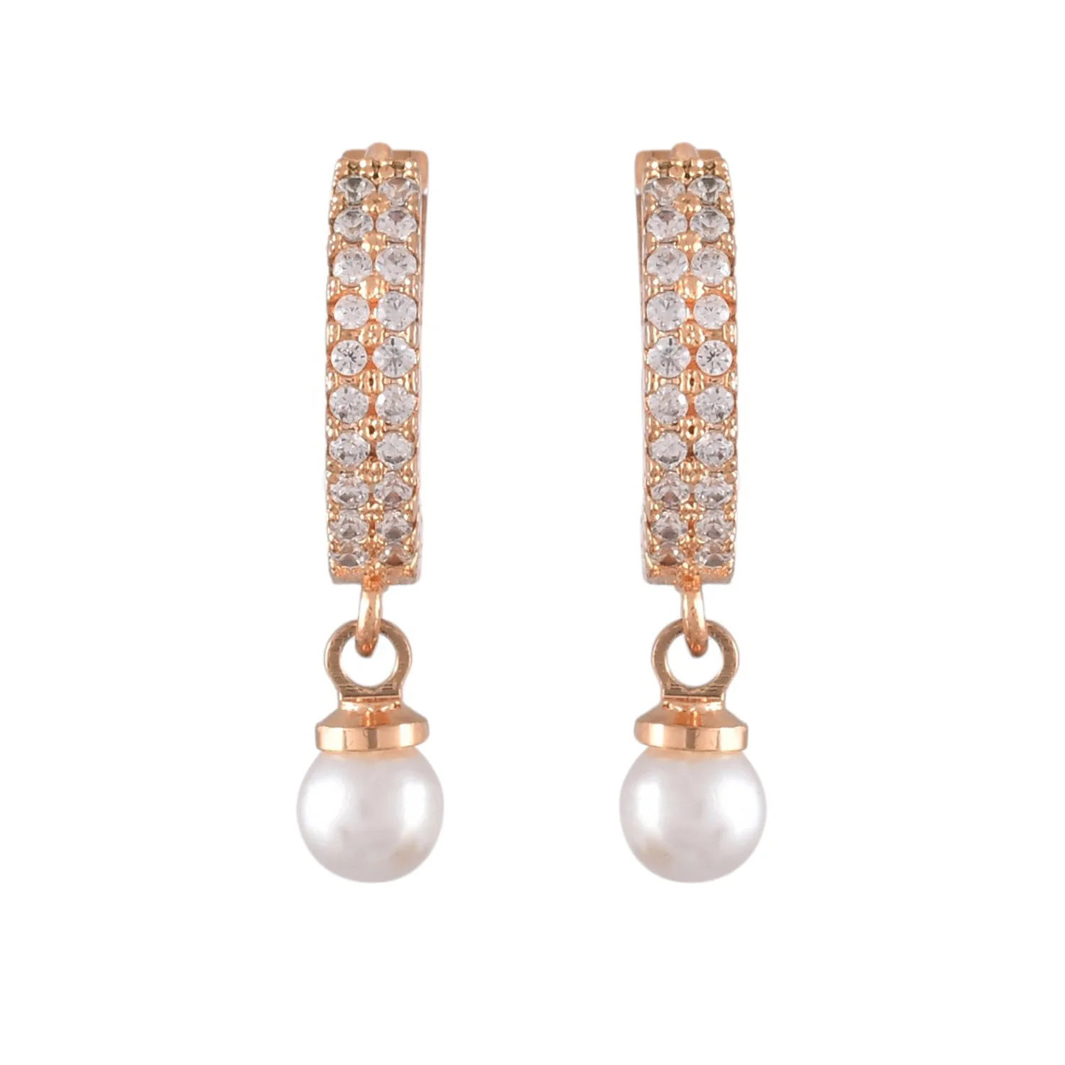 Sparkling Elegance White Pearls And Cz Casual Earrings - Image 3