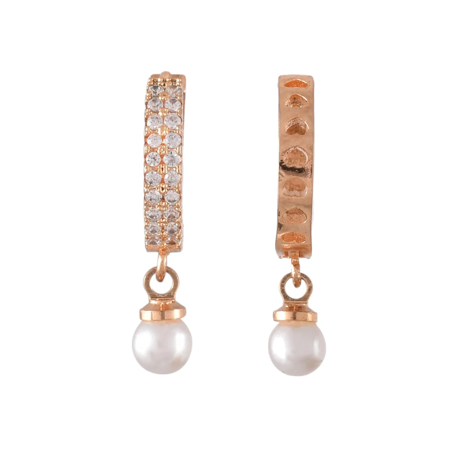 Sparkling Elegance White Pearls And Cz Casual Earrings - Image 4