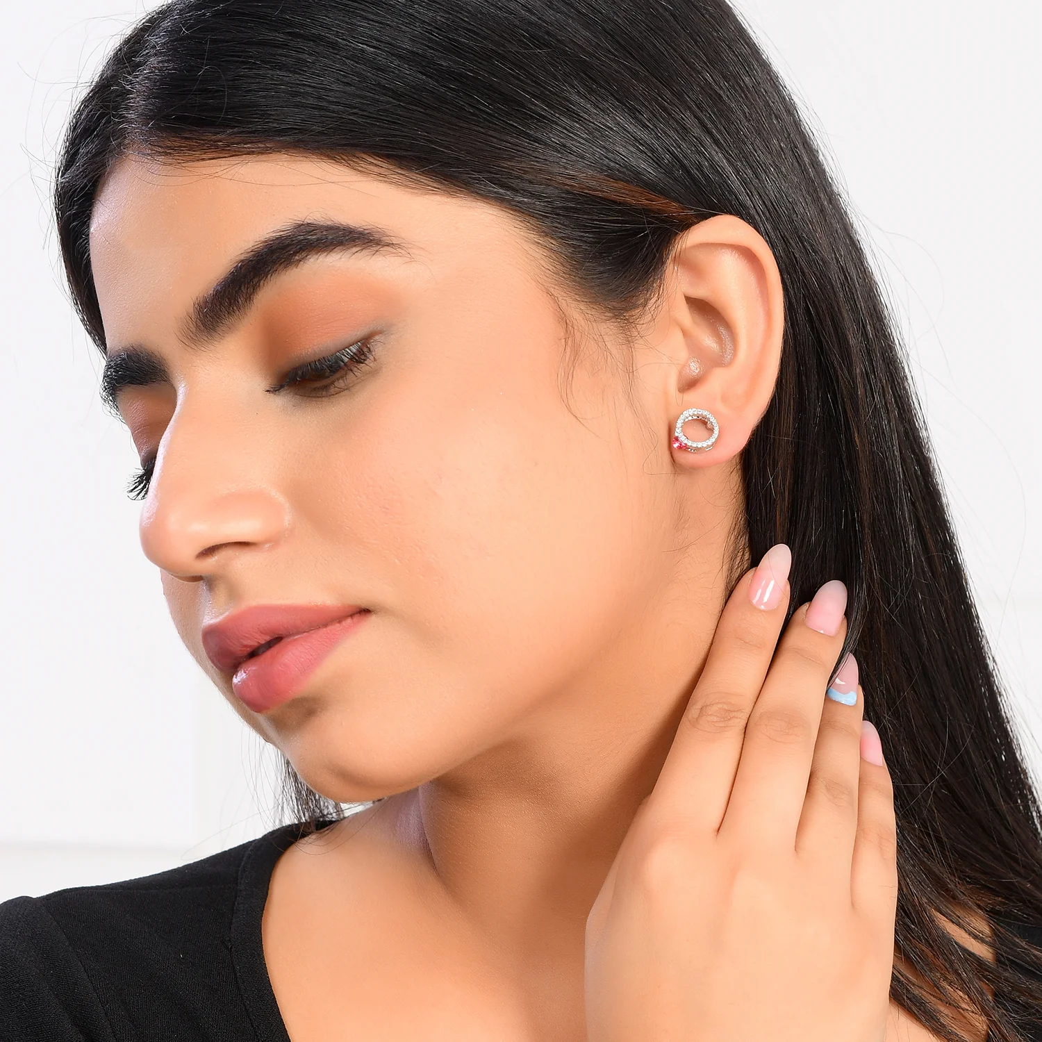 Sparkling Elegance White Round Cut Cz Earrings - Image 2