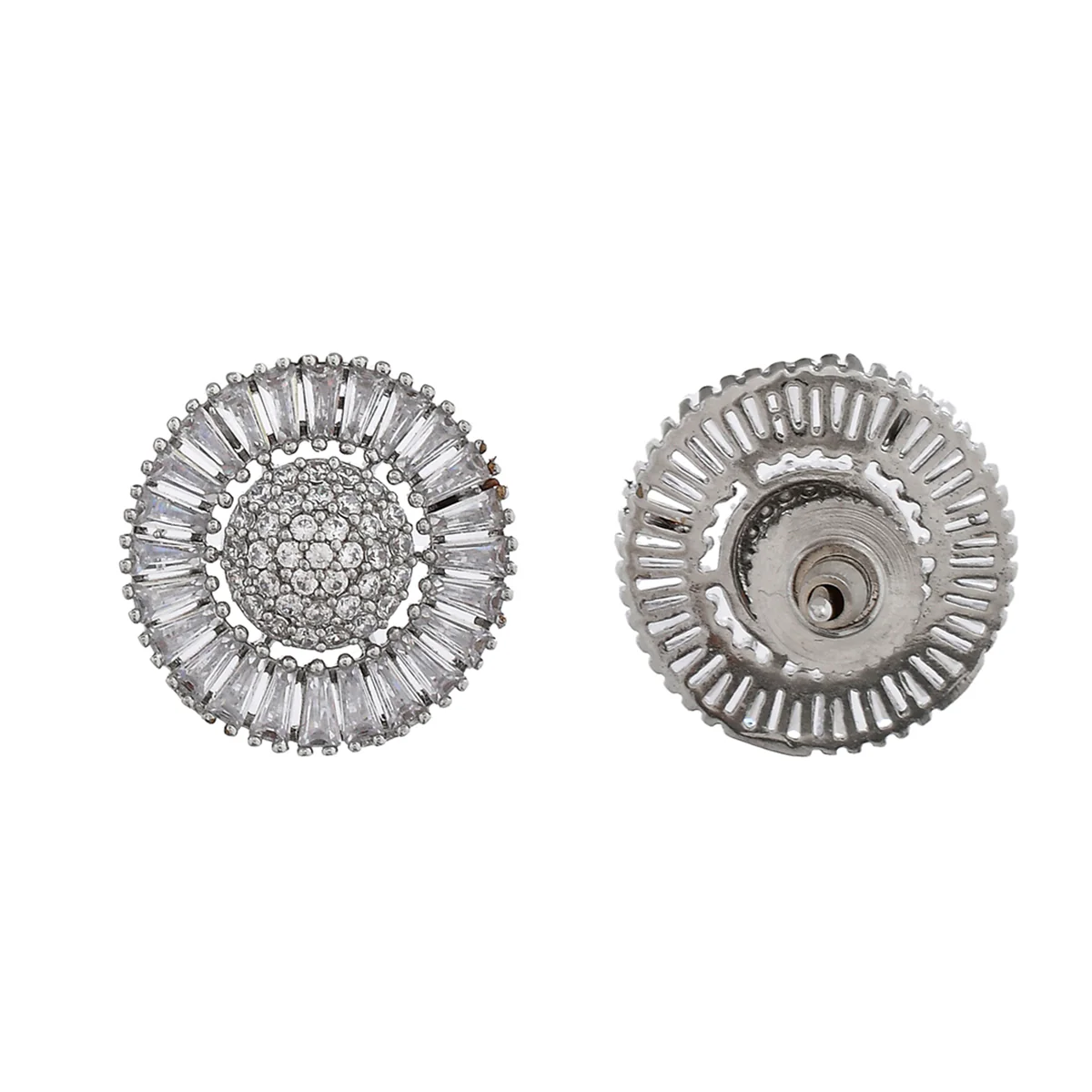 Sparkling Elegance White Round Cz Adorned Earrings - Image 5