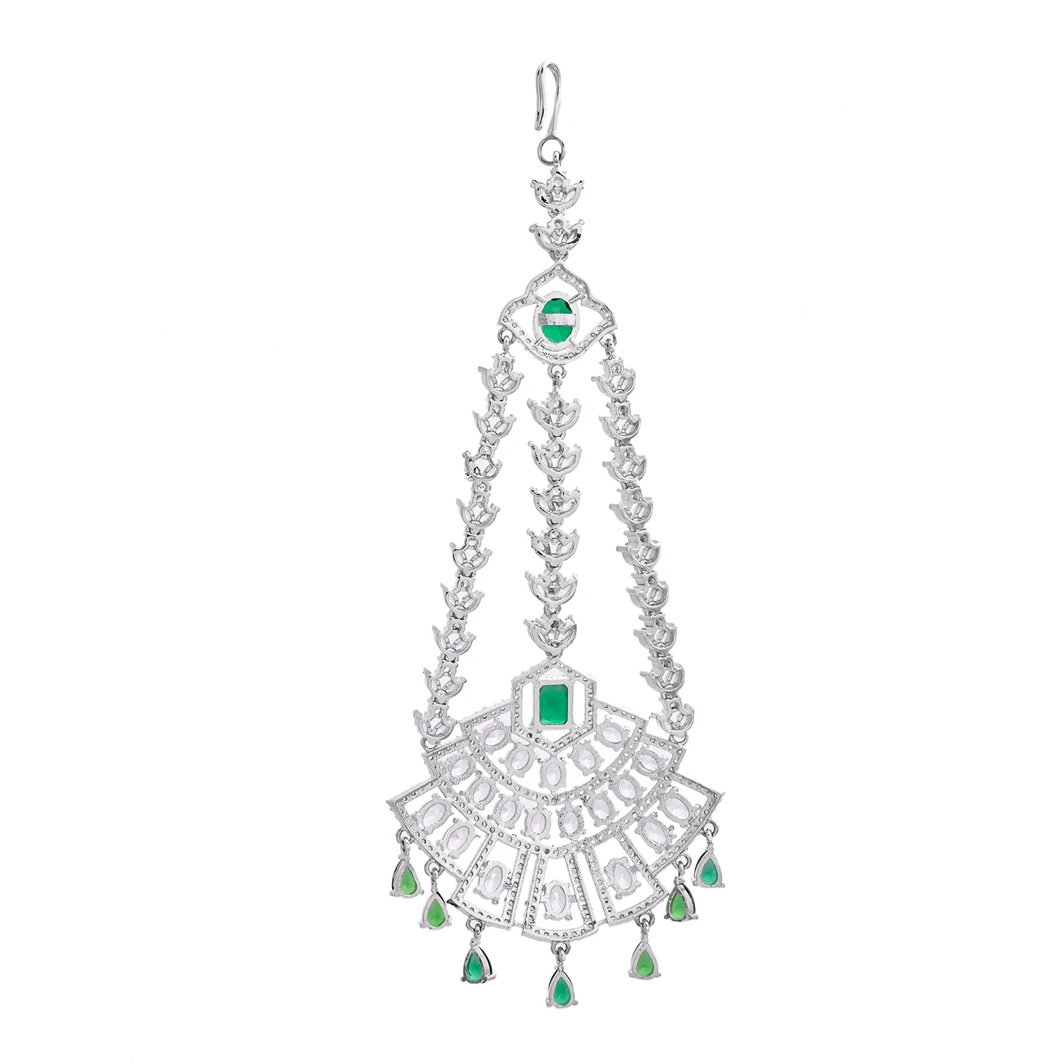 Sparkling Elegance Zehra-E-Zamrud American Diamond Passa Maang Tikka - Image 4