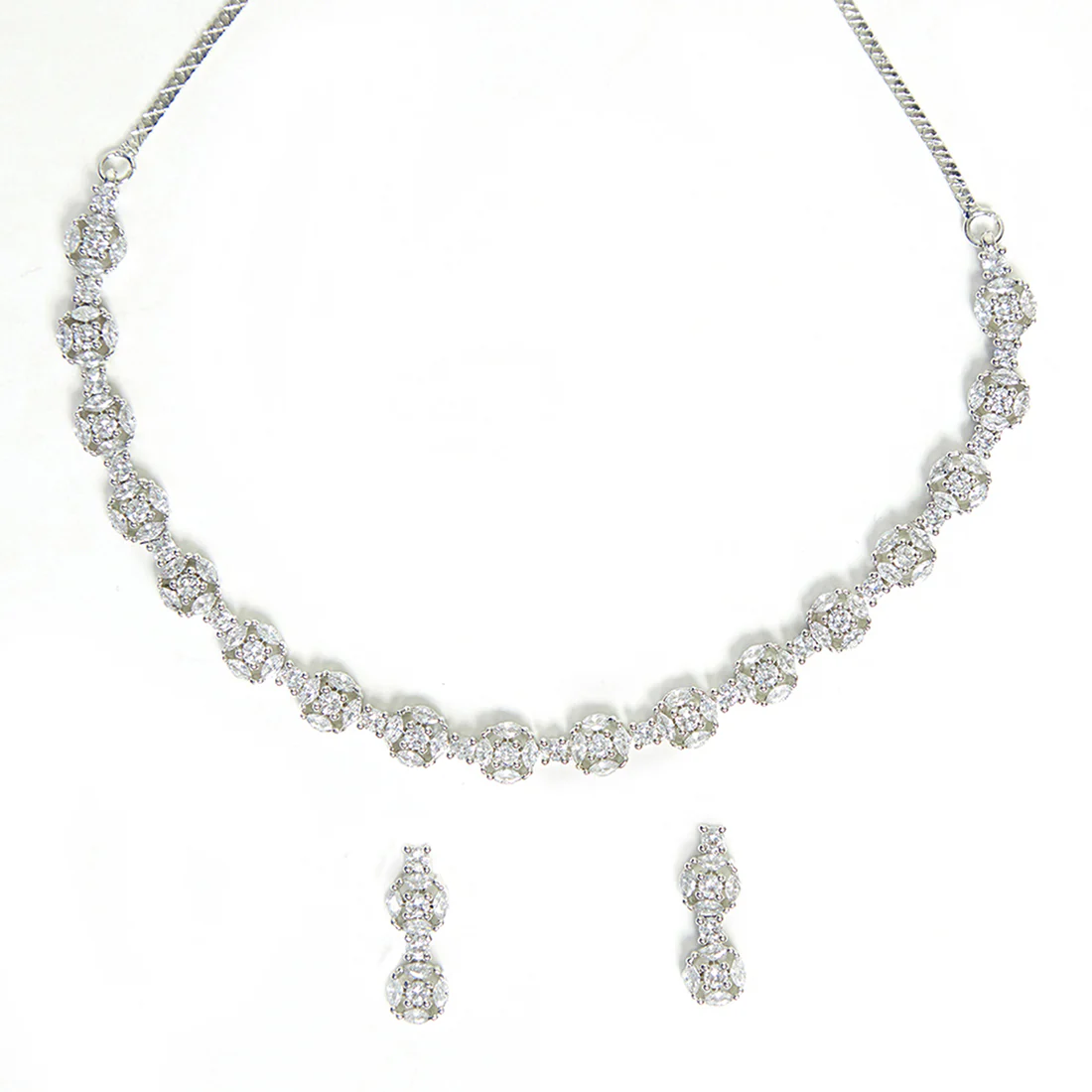 Sparkling Elegance Zircon Gemstones Adorned Necklace Set - Image 4