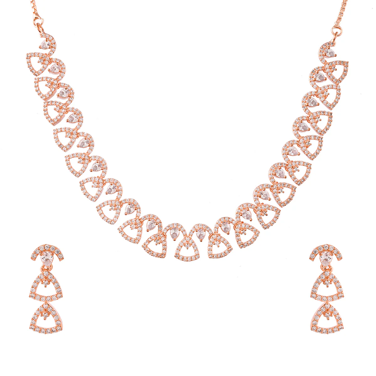 Sparkling Elegance Zircons Adorned Dainty Jewellery Set - Image 3