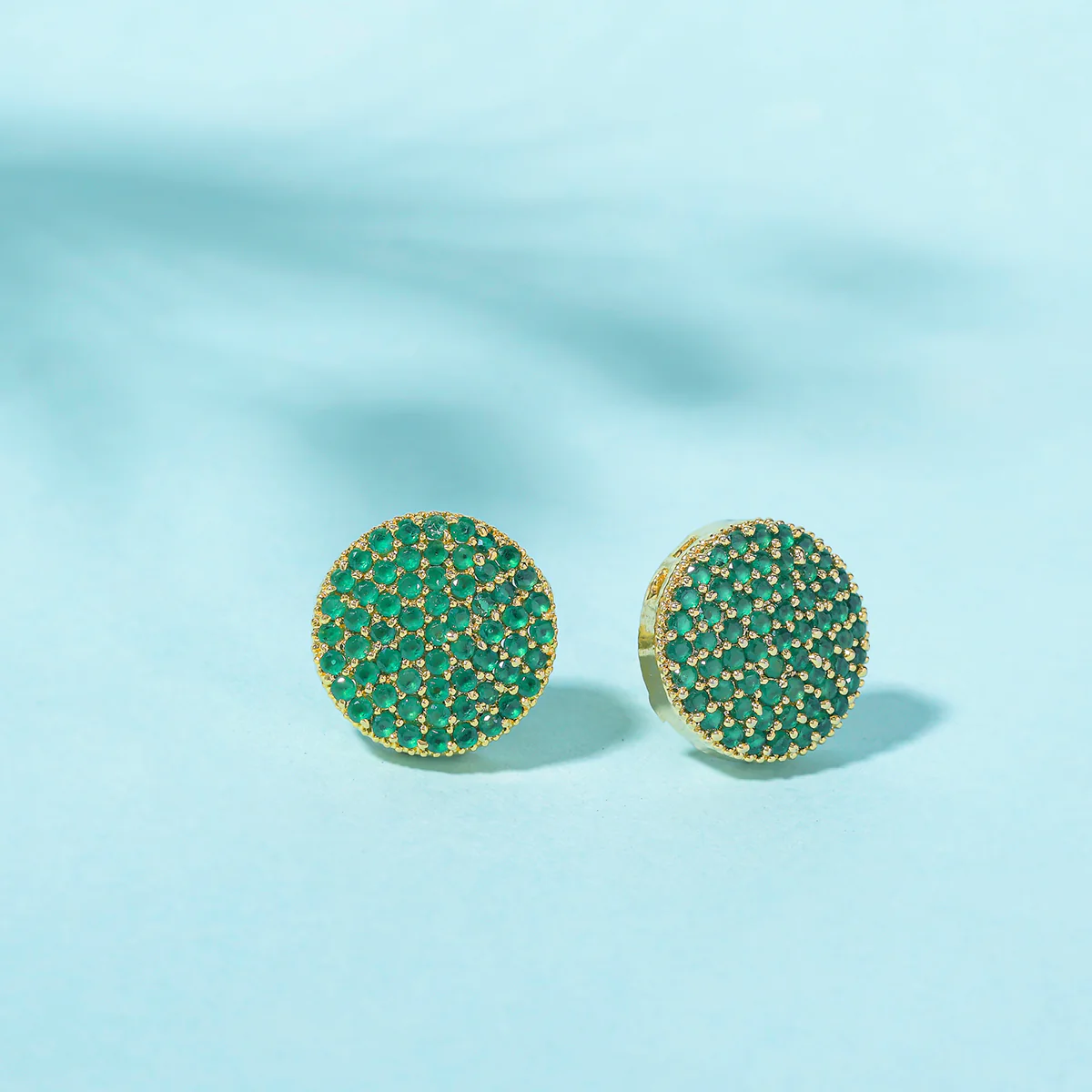 Sparkling Elegance Zircons Embellished Brass Gold Plated Round Earrings