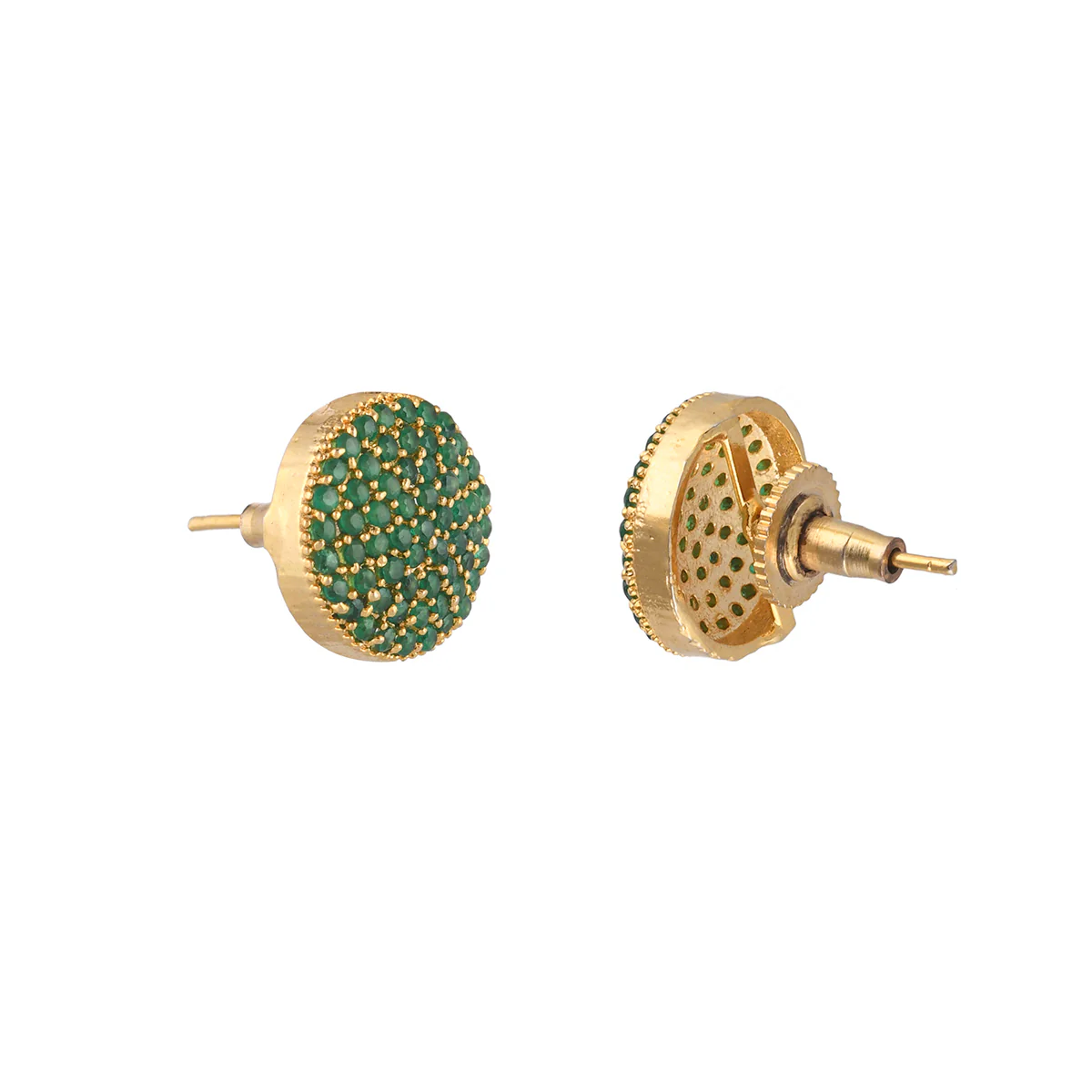 Sparkling Elegance Zircons Embellished Brass Gold Plated Round Earrings - Image 5