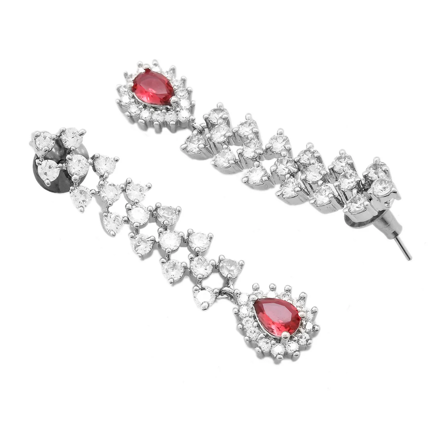 Sparkling Essential Dazzling Red American Diamond Necklace Set - Image 7