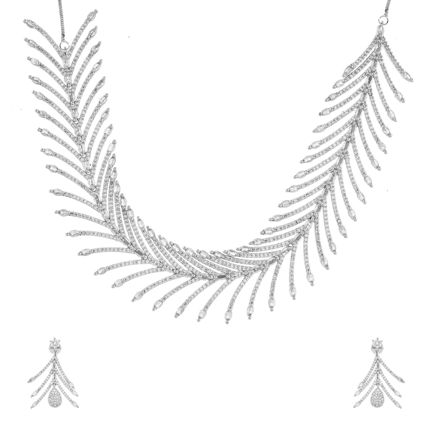 Sparkling Essential Luxurious Crystal American Diamond Necklace Set - Image 4