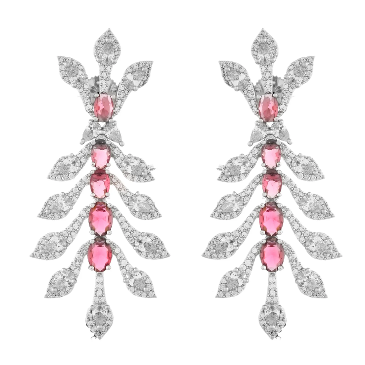 Sparkling Essential Luxurious Ruby Crystal American Diamond Necklace Set - Image 6