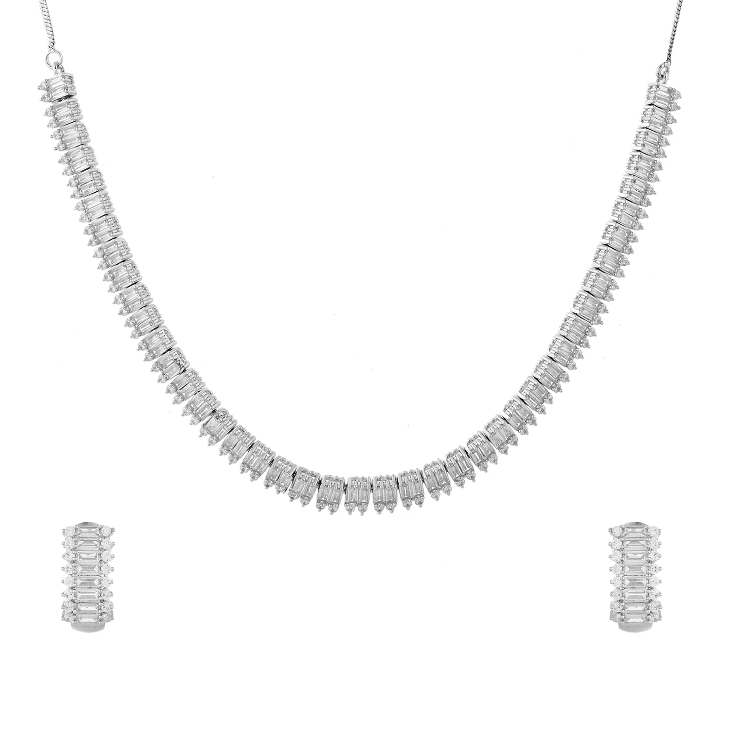 Sparkling Essential Radiant Statement American Diamond Necklace Set - Image 3