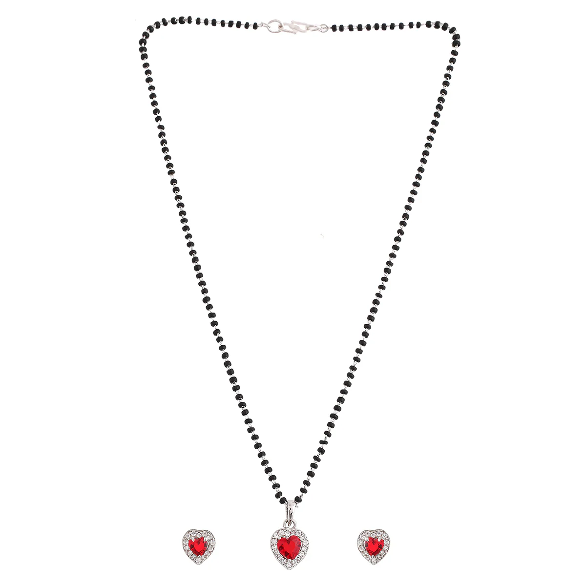 Sparkling Essential Red Cz Studded Heart Shaped Silver Managaltura - Image 3