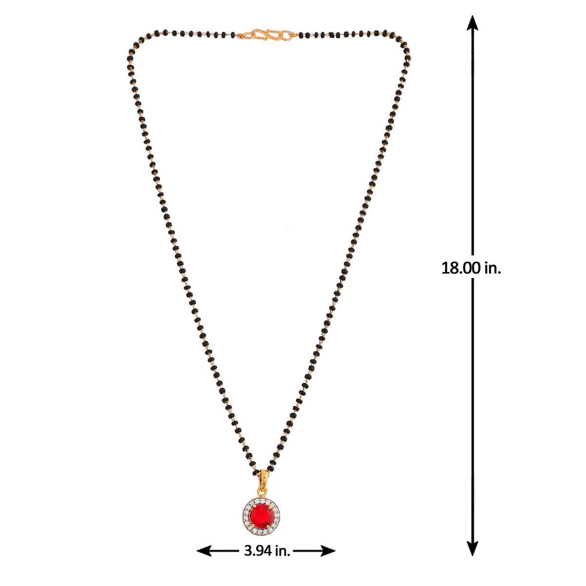 Sparkling Essential Red Cz Studded Round Gold Plated Mangalsutra Set - Image 6