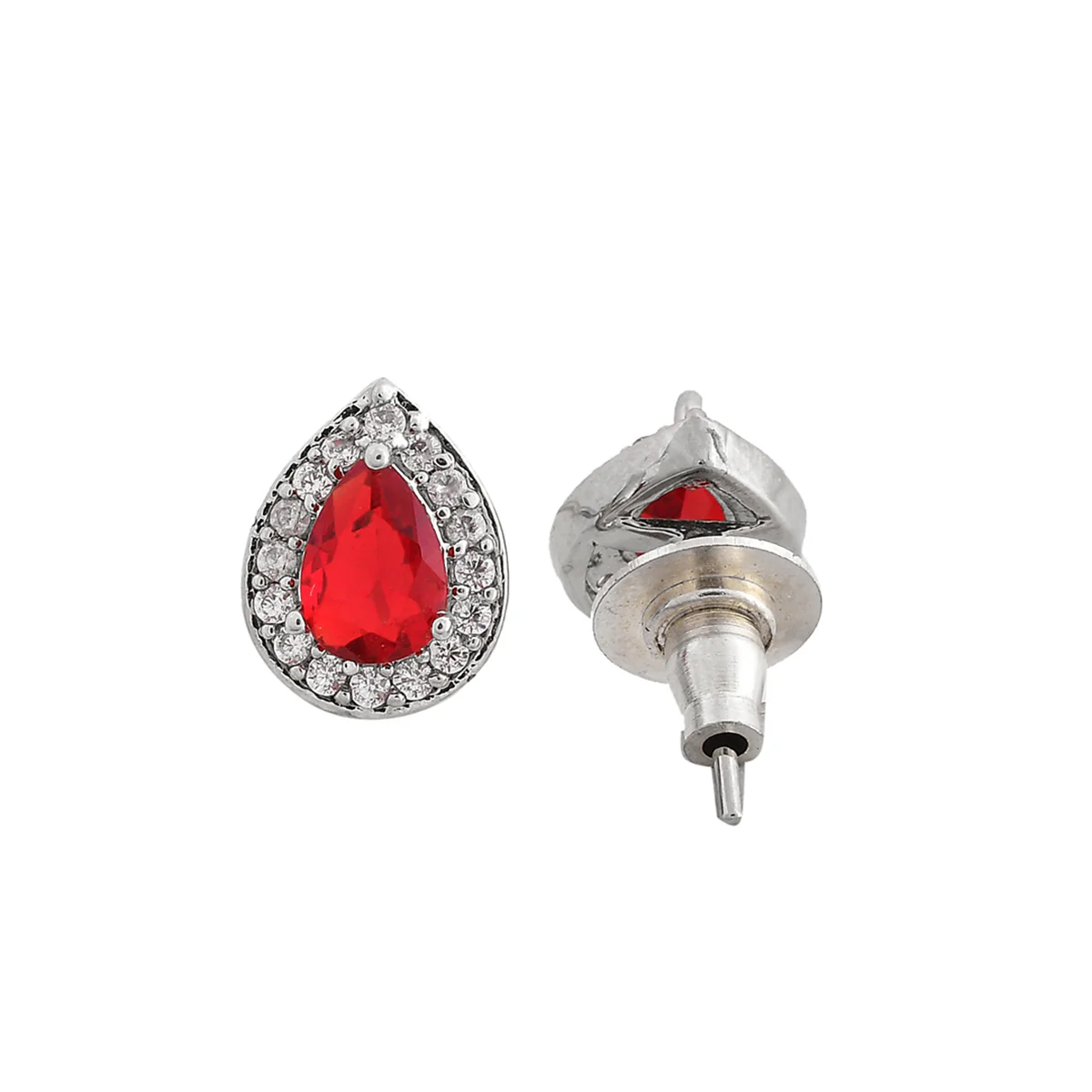 Sparkling Essential Red Cz Studded Teardrop Shaped Silver Managaltura Set - Image 5