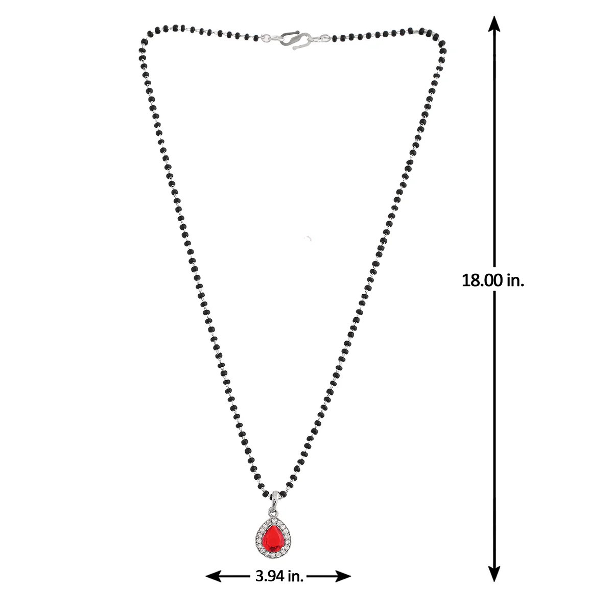 Sparkling Essential Red Cz Studded Teardrop Shaped Silver Managaltura Set - Image 6