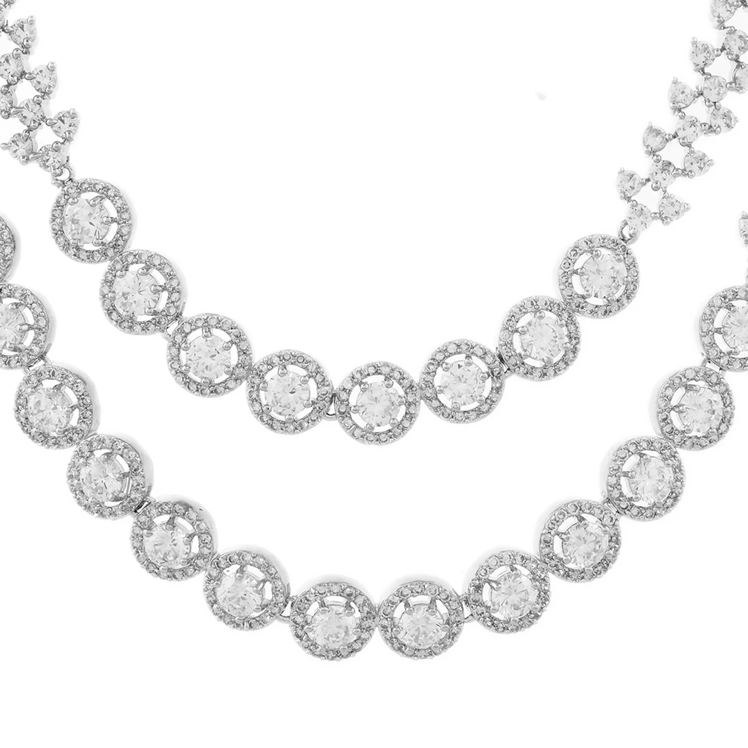 Sparkling Essential Stunning Layered American Diamond Necklace Set - Image 5