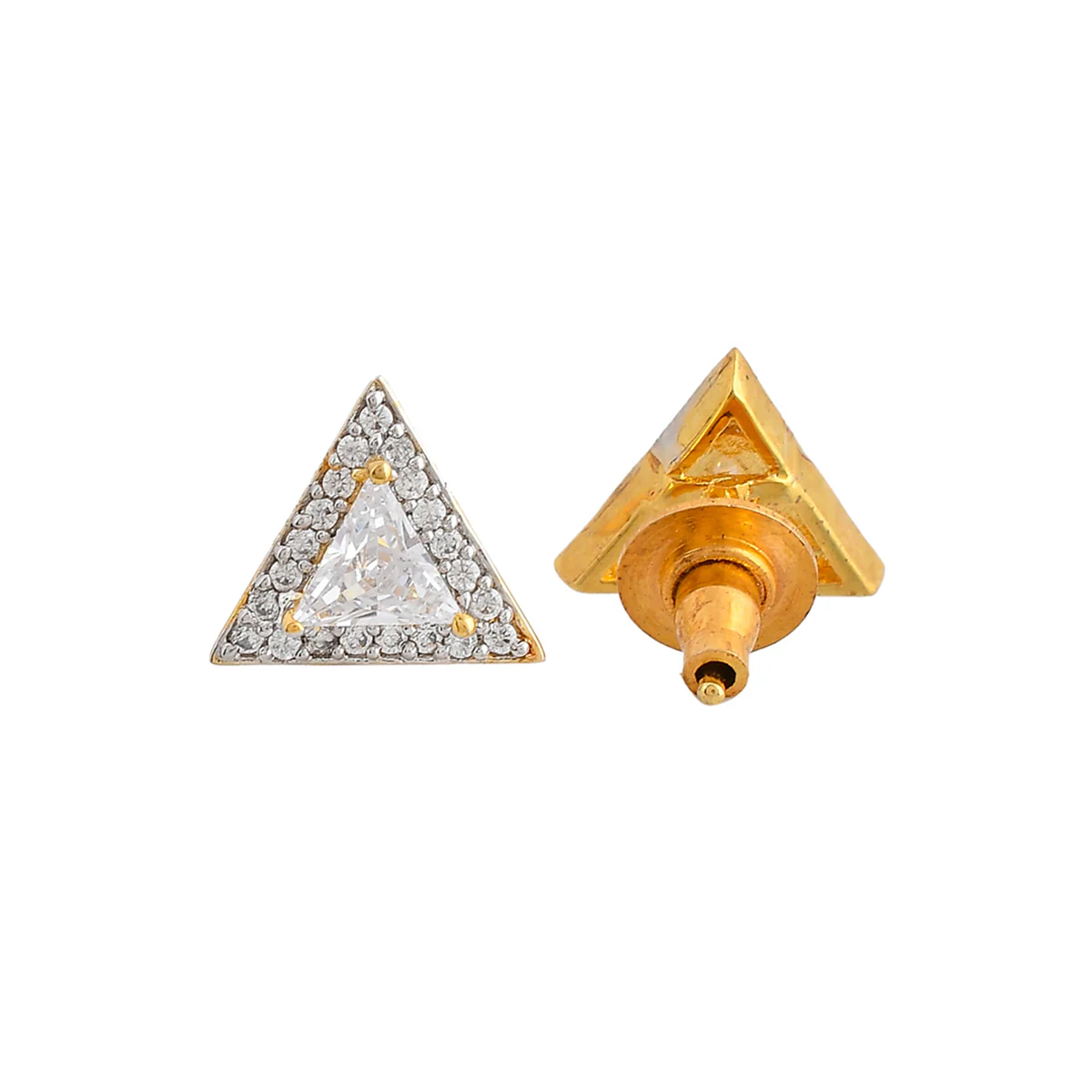 Sparkling Essential White Cz Studded Triangular Gold Plated Mangalsutra Set - Image 5
