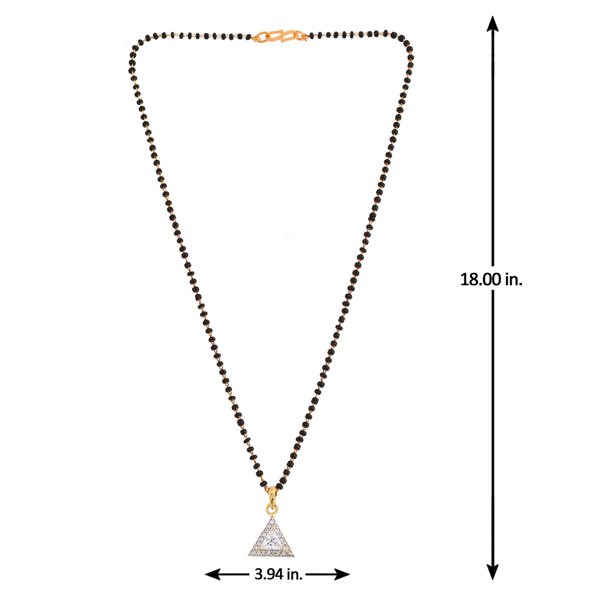 Sparkling Essential White Cz Studded Triangular Gold Plated Mangalsutra Set - Image 6