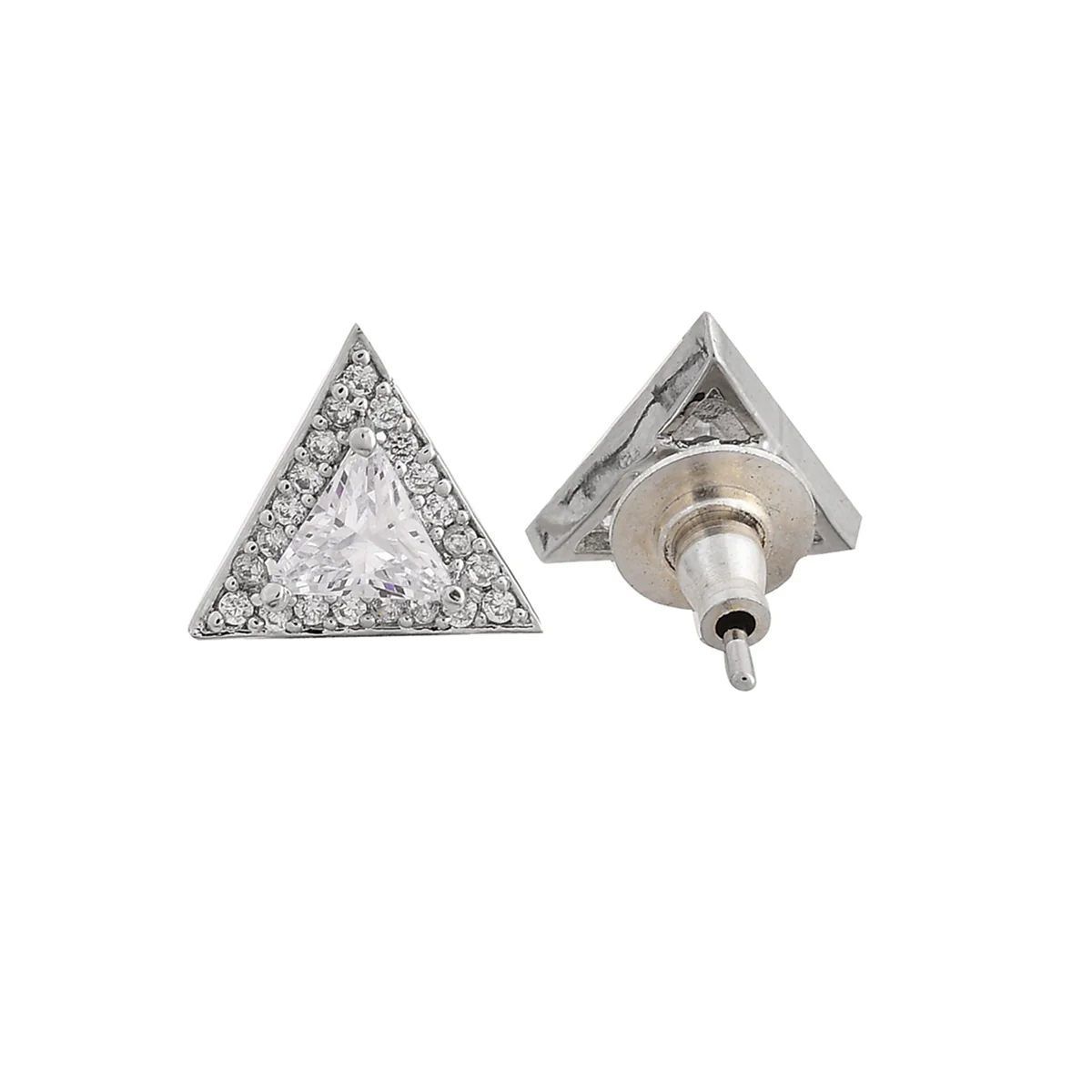 Sparkling Essential White Cz Studded Triangular Silver Mangalsutra Set - Image 5