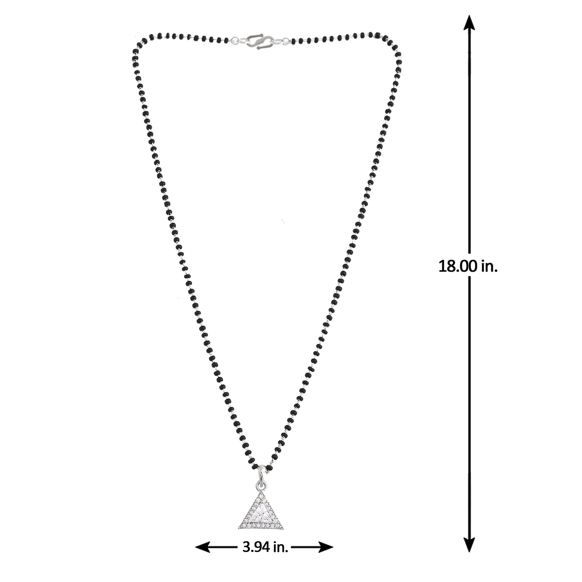 Sparkling Essential White Cz Studded Triangular Silver Mangalsutra Set - Image 6