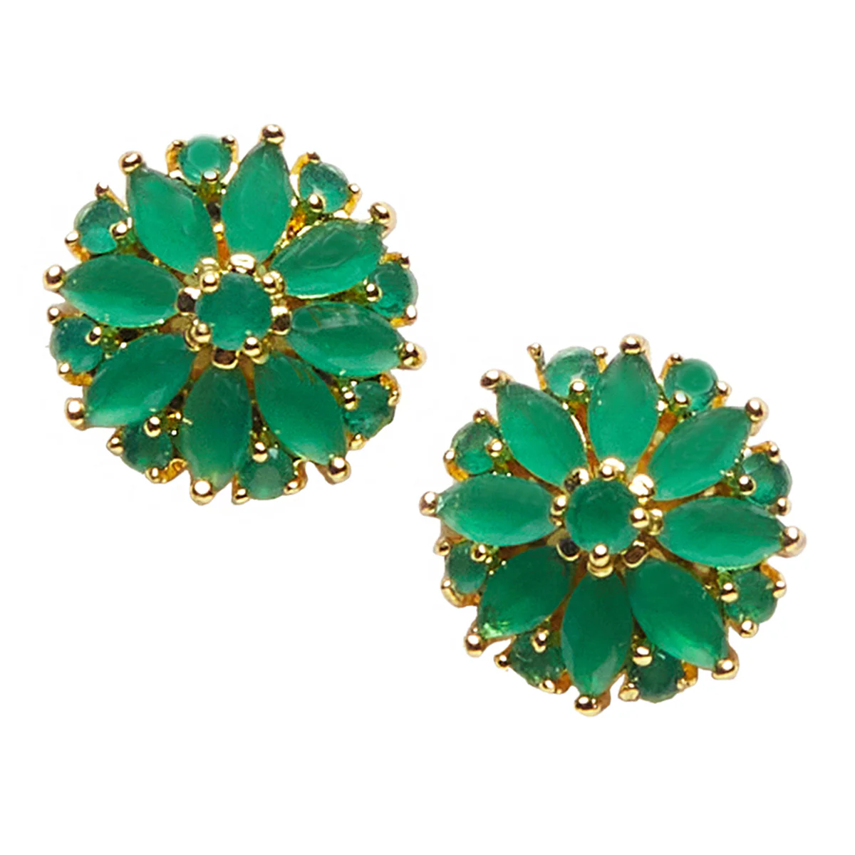 Sparkling Essentials Beautiful Green CZ stuuded Stud Earrings - Image 3
