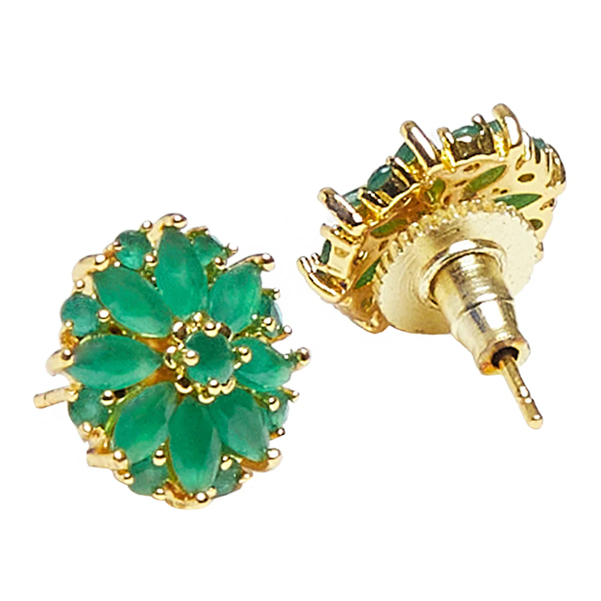 Sparkling Essentials Beautiful Green CZ stuuded Stud Earrings - Image 4