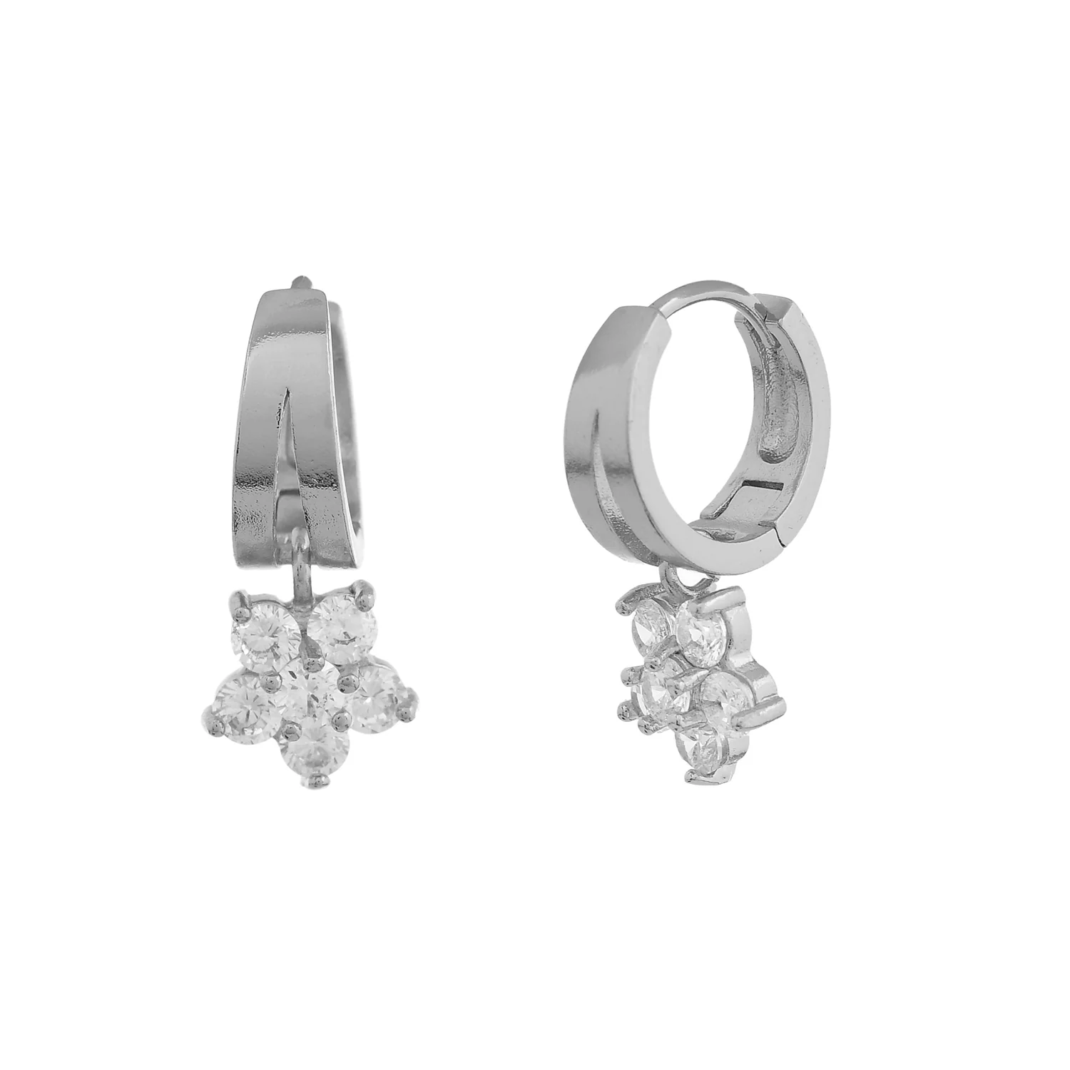 Sparkling Essentials Blossom Silver Hoop Earrings - Image 3