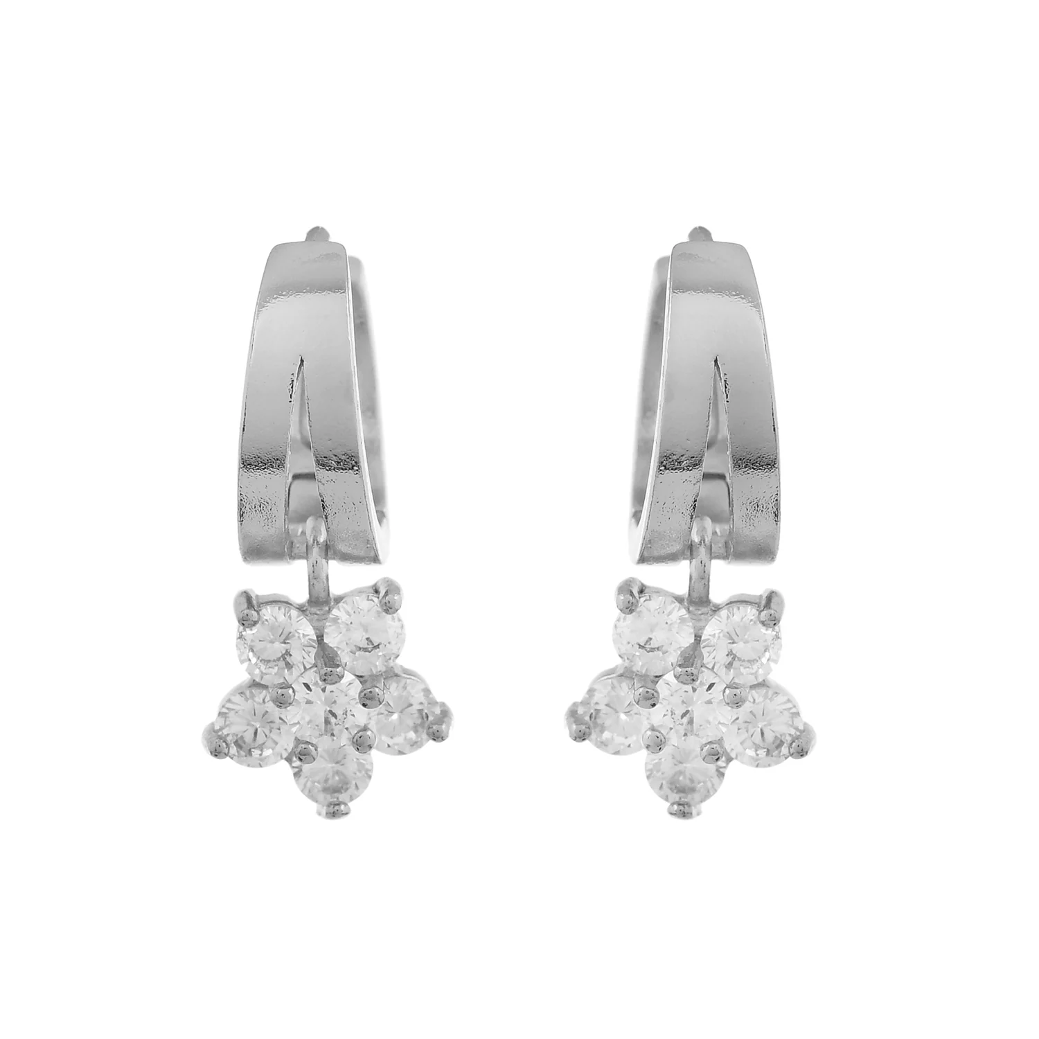 Sparkling Essentials Blossom Silver Hoop Earrings - Image 4