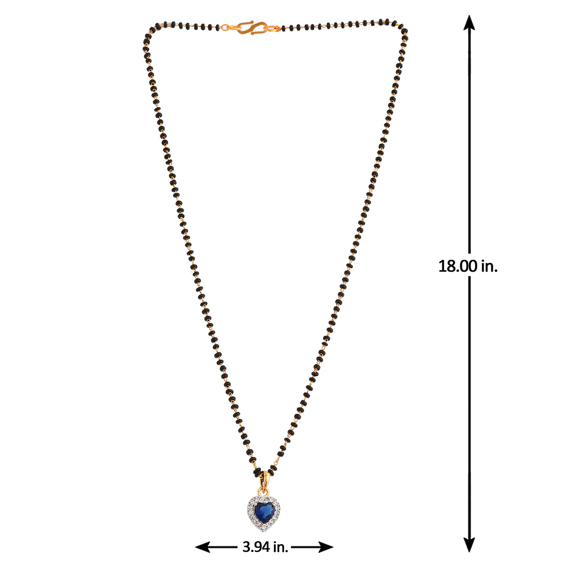 Sparkling Essentials Blue Heart Shape Gold Plated Managalsutra - Image 6
