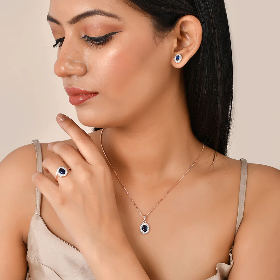 Sparkling Essentials Blue Oval Cut Cluster Setting CZ Box Set - Image 2